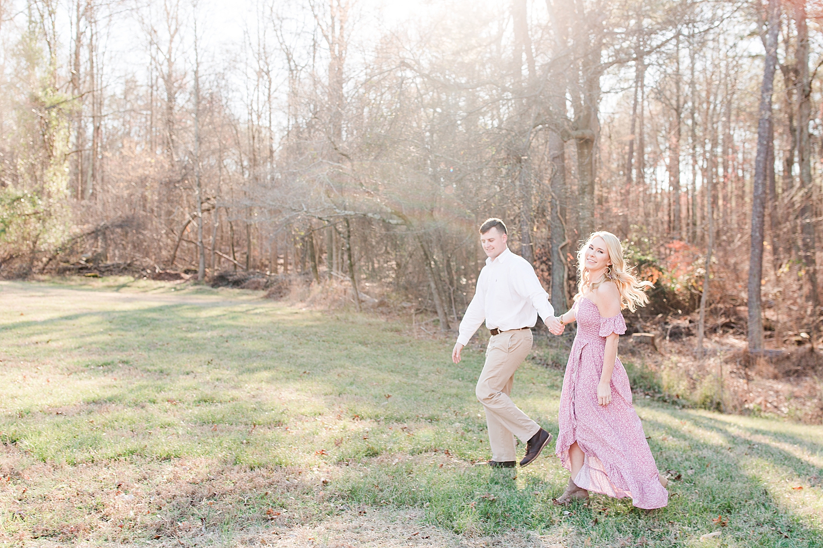 Kennesaw Mountain Engagement Session Couple holding hands walking Photo