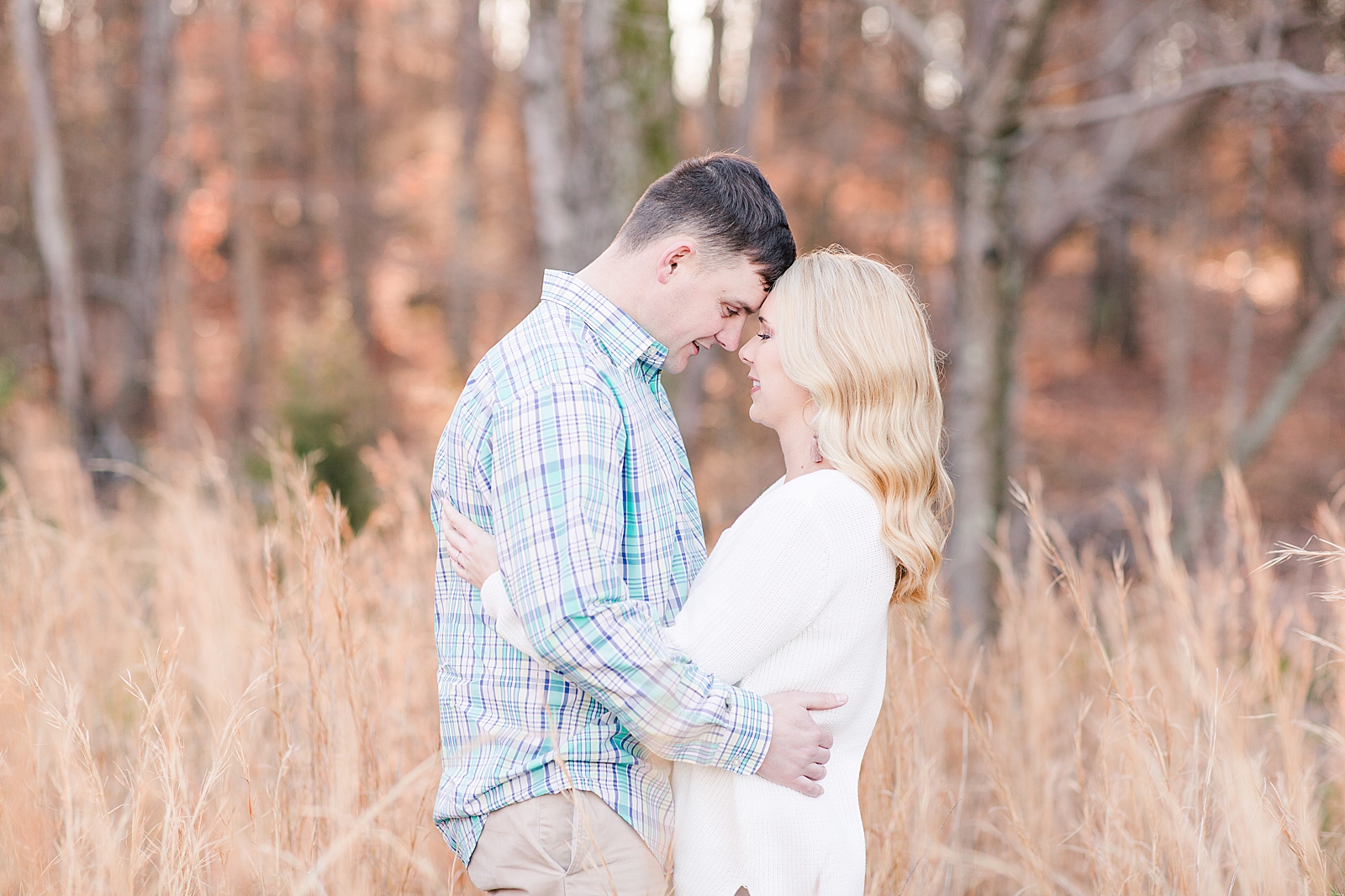Kennesaw Mountain Engagement Session couple foreheads together smiling Photo