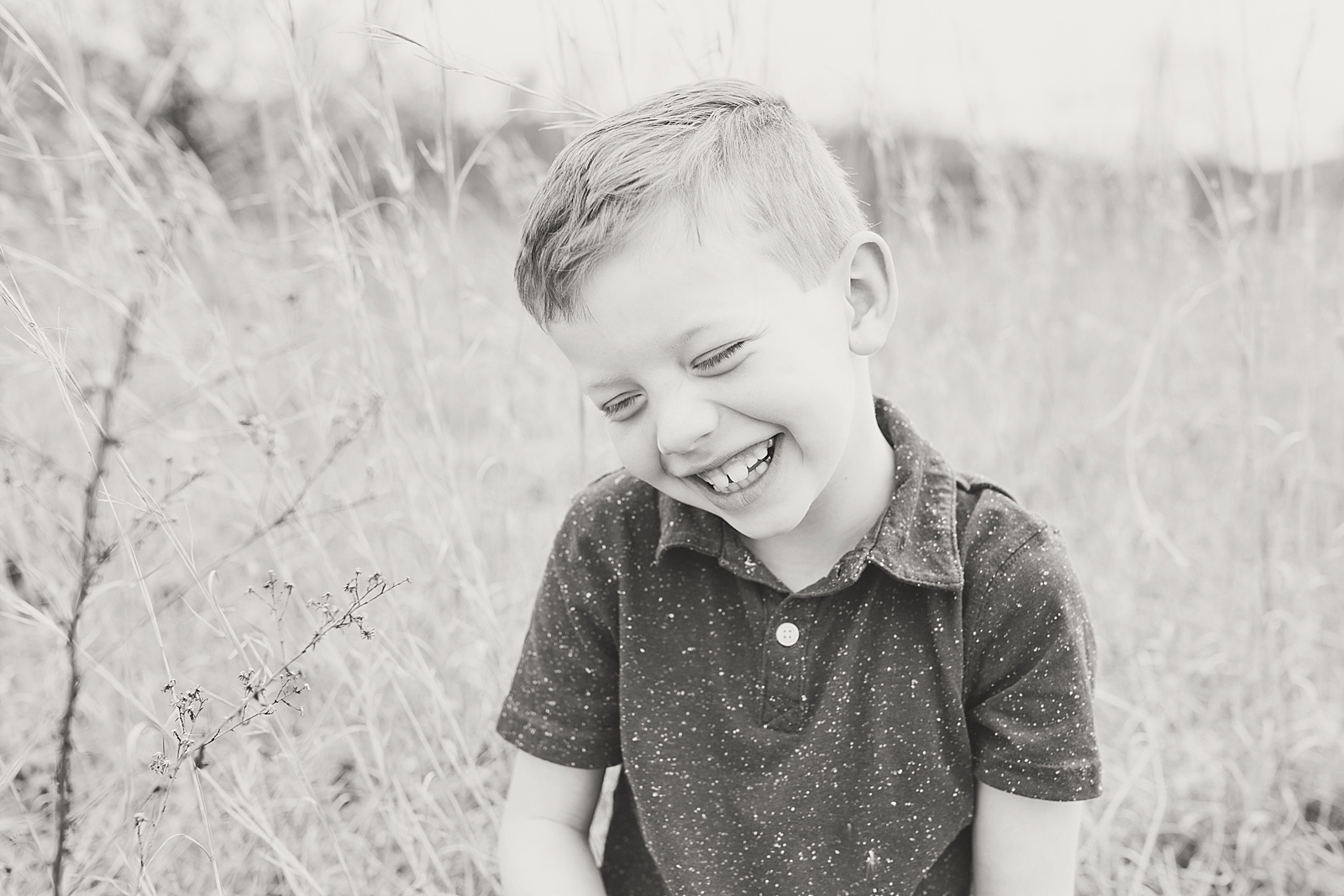 Asheville Photographer's Family Black and White of little boy laughing Photo