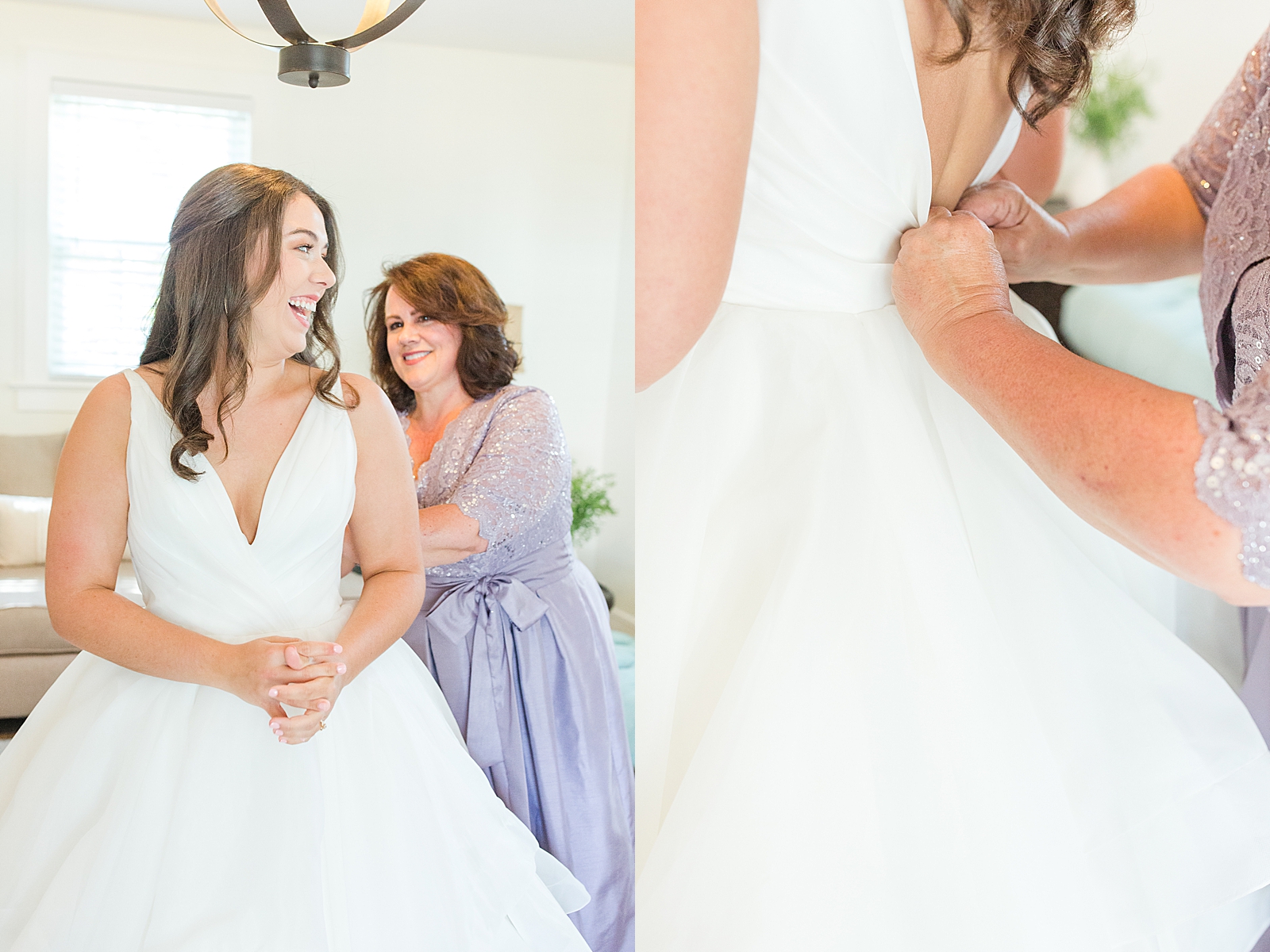 Enchanted Oaks Jacksonville Wedding Bride getting Dressed Laughing with her mom Photos