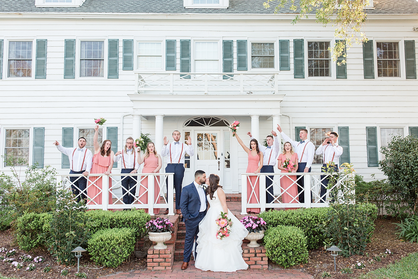 Enchanted Oaks Jacksonville Wedding Party on porch of Venue Photo