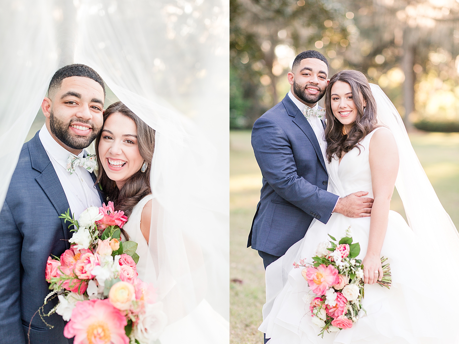 Enchanted Oaks Jacksonville Wedding Bride and Groom Smiling at Camera Photos
