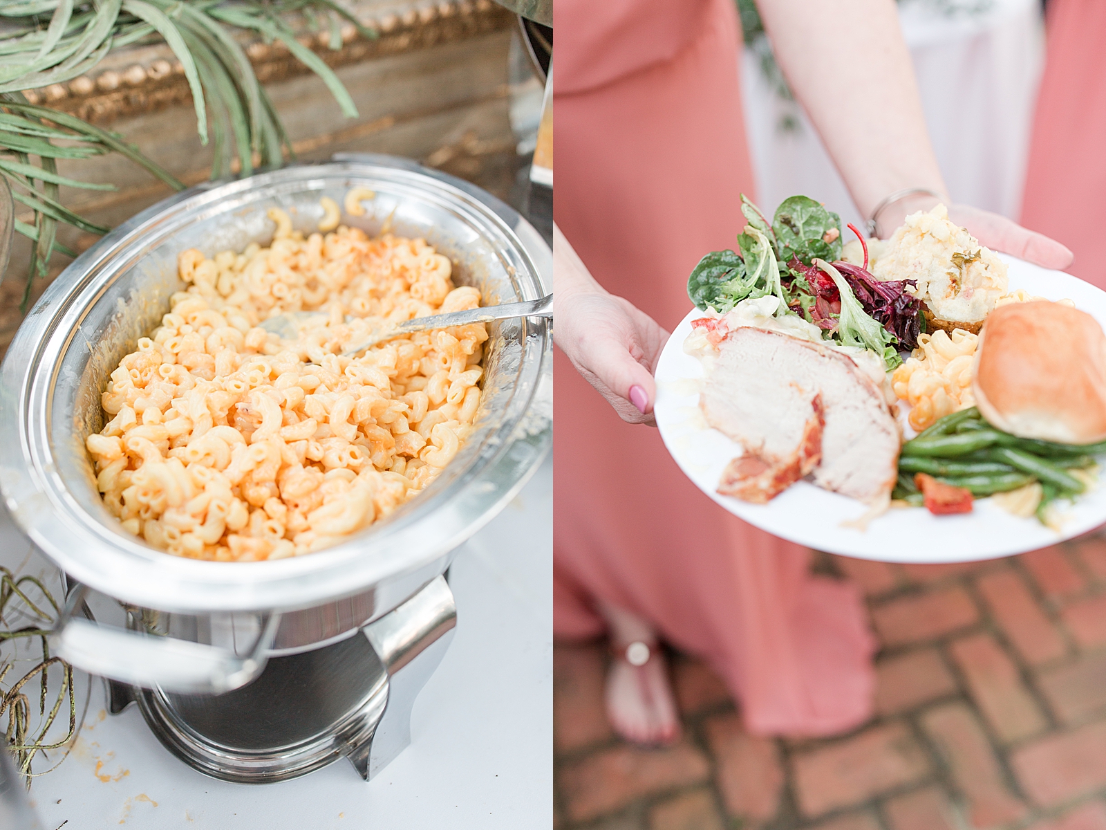 Enchanted Oaks Jacksonville Wedding Reception Macaroni and Cheese and Plate of Food Photos