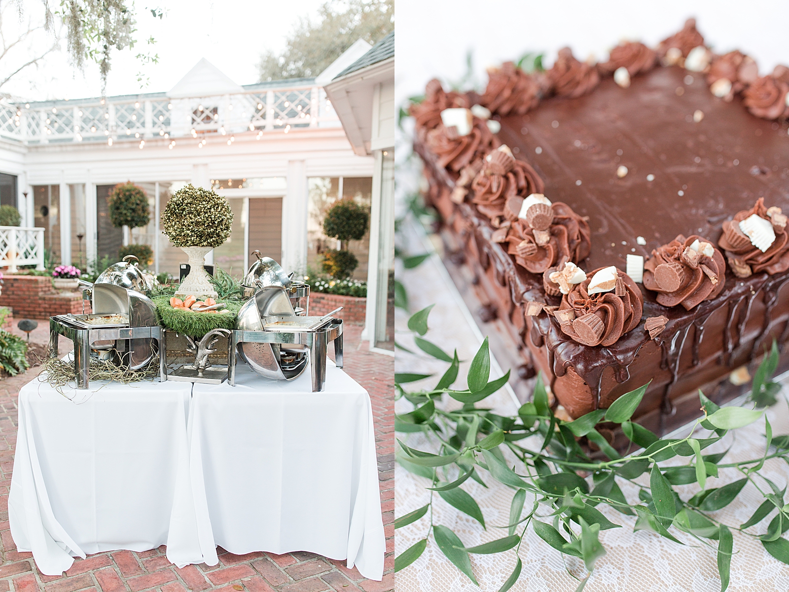 Enchanted Oaks Jacksonville Wedding Reception Food table and Grooms Cake Photos