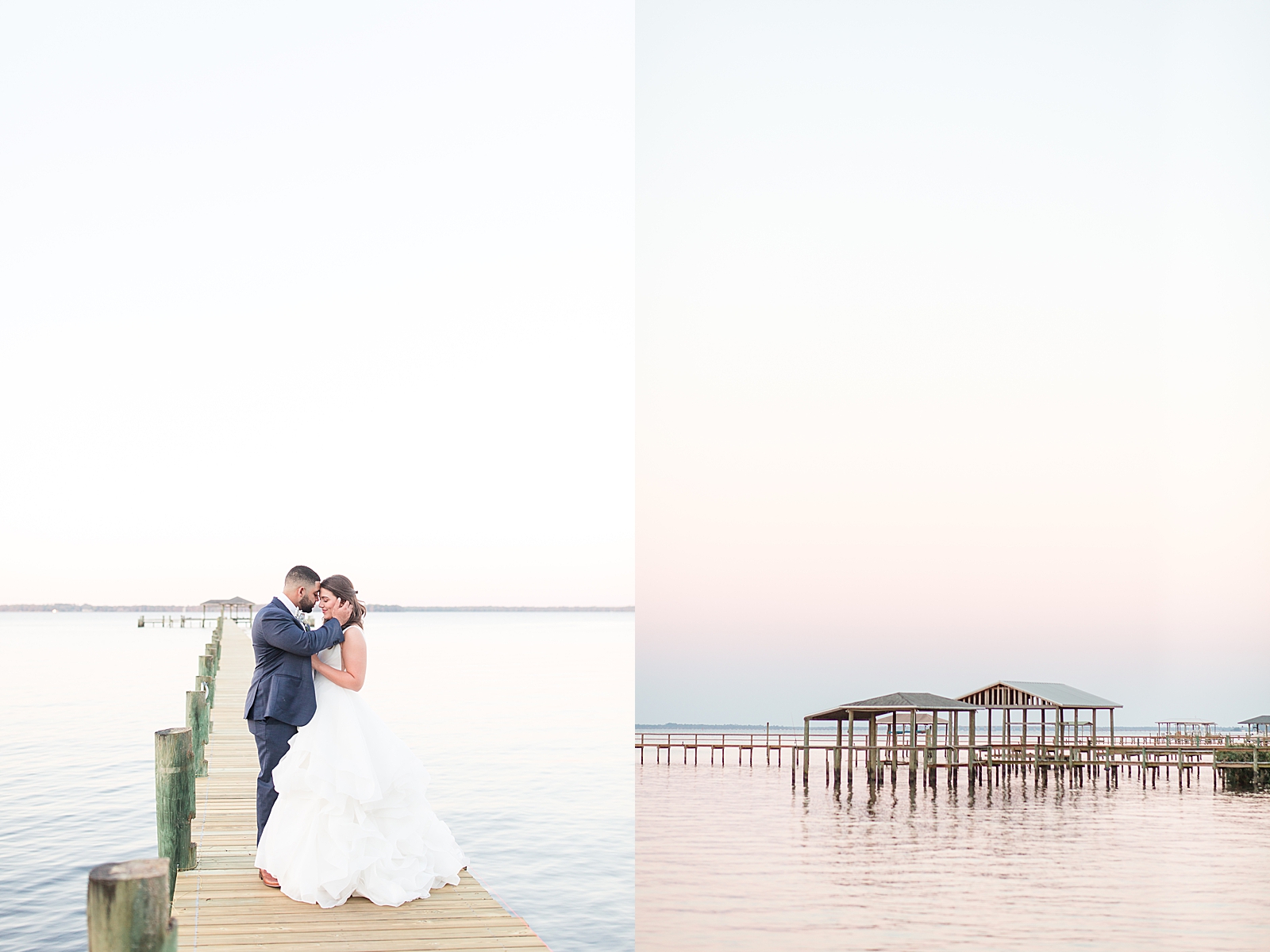 Enchanted Oaks Jacksonville Wedding Bride and Groom Nose to Nose and Dock Photos