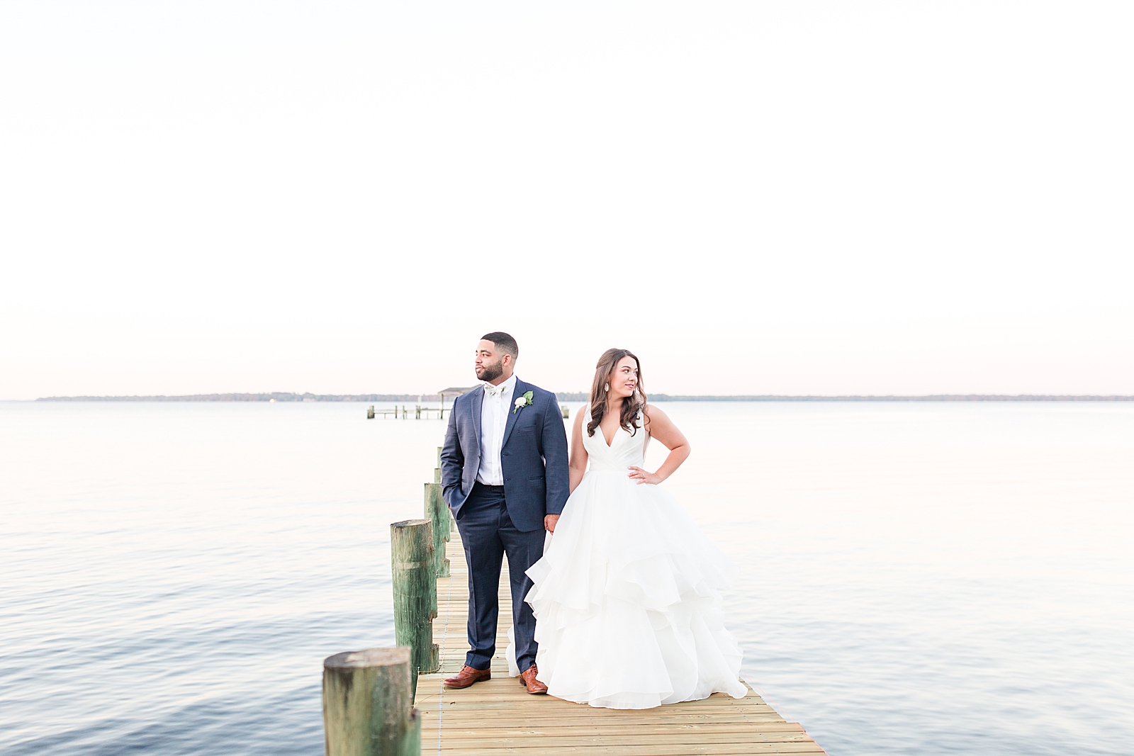 Enchanted Oaks Jacksonville Wedding Bride and Groom On Dock of St Johns River Photo