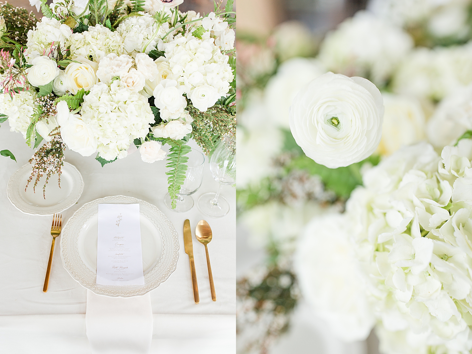 Montaluce Winery Wedding Reception Table White Floral Centerpiece Photos