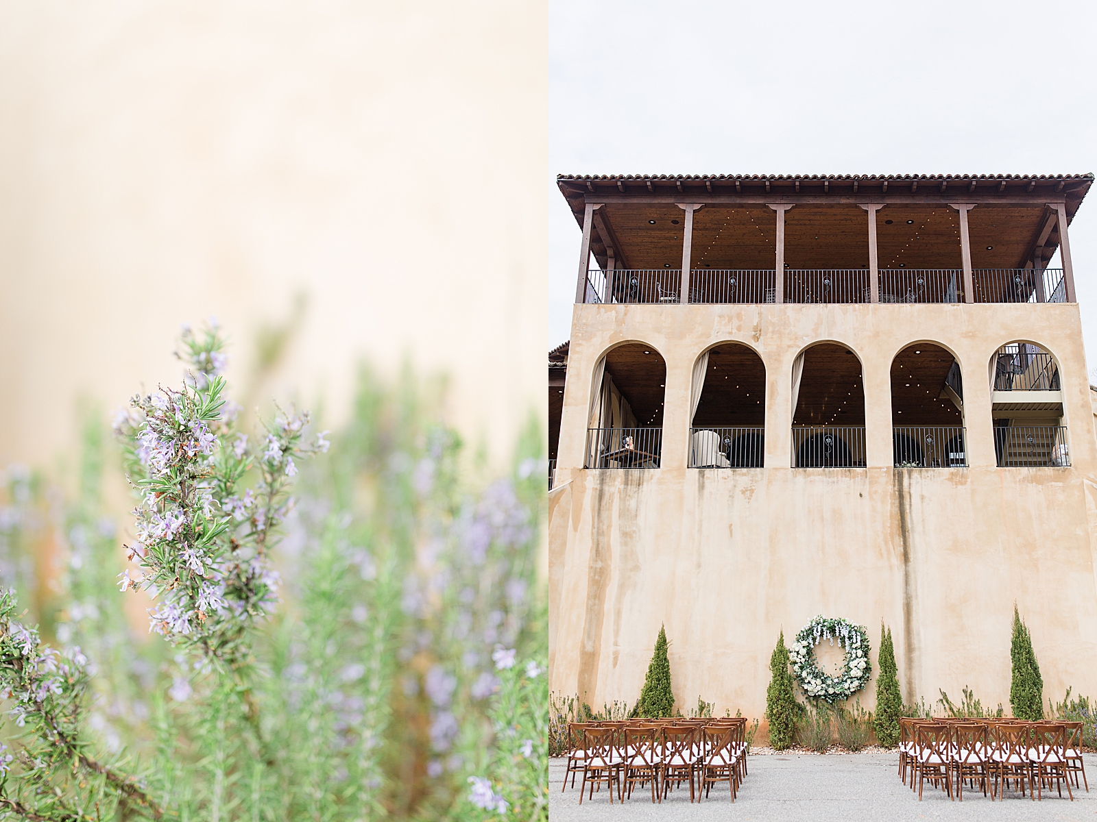 Montaluce Winery Wedding Ceremony Location and Detail of Flower Photos