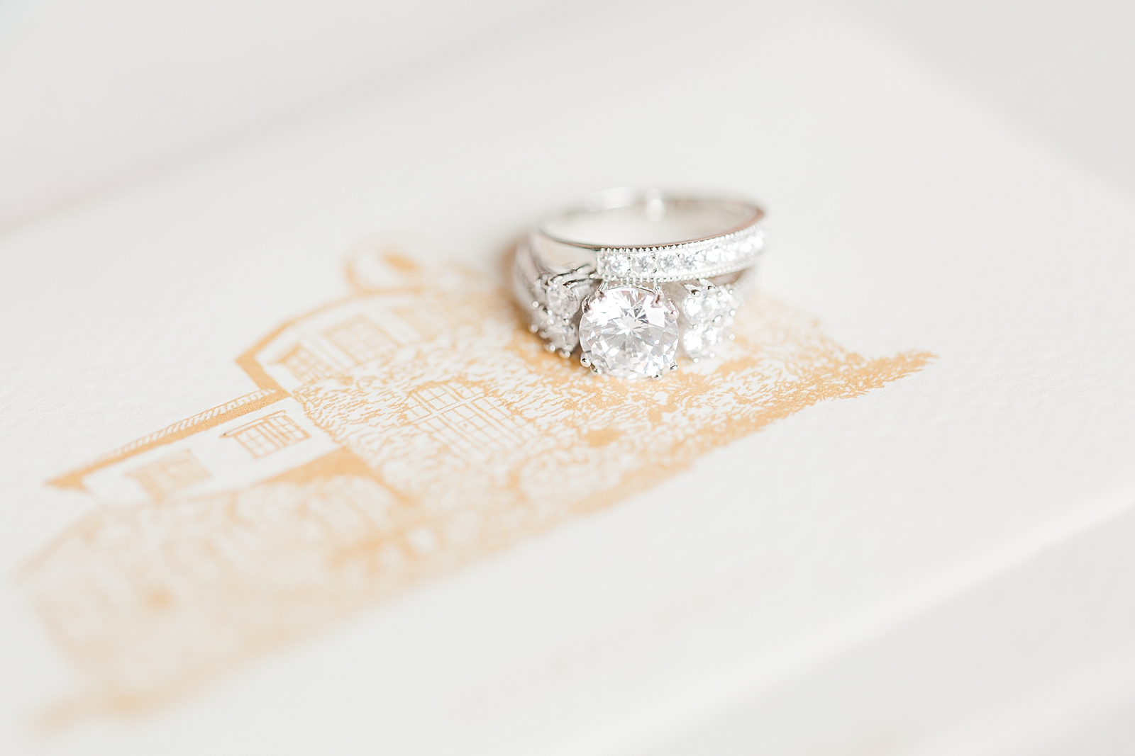 Montaluce Winery Wedding Detail of rings on Invitation Photo