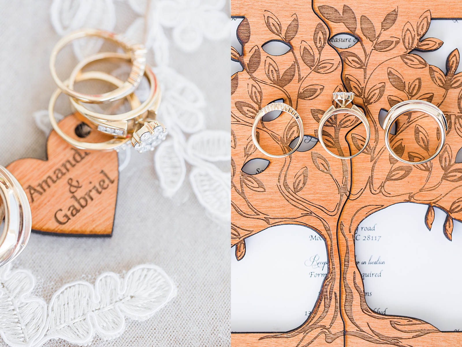 Mooresville Wedding Invitation detail with wedding rings Photos