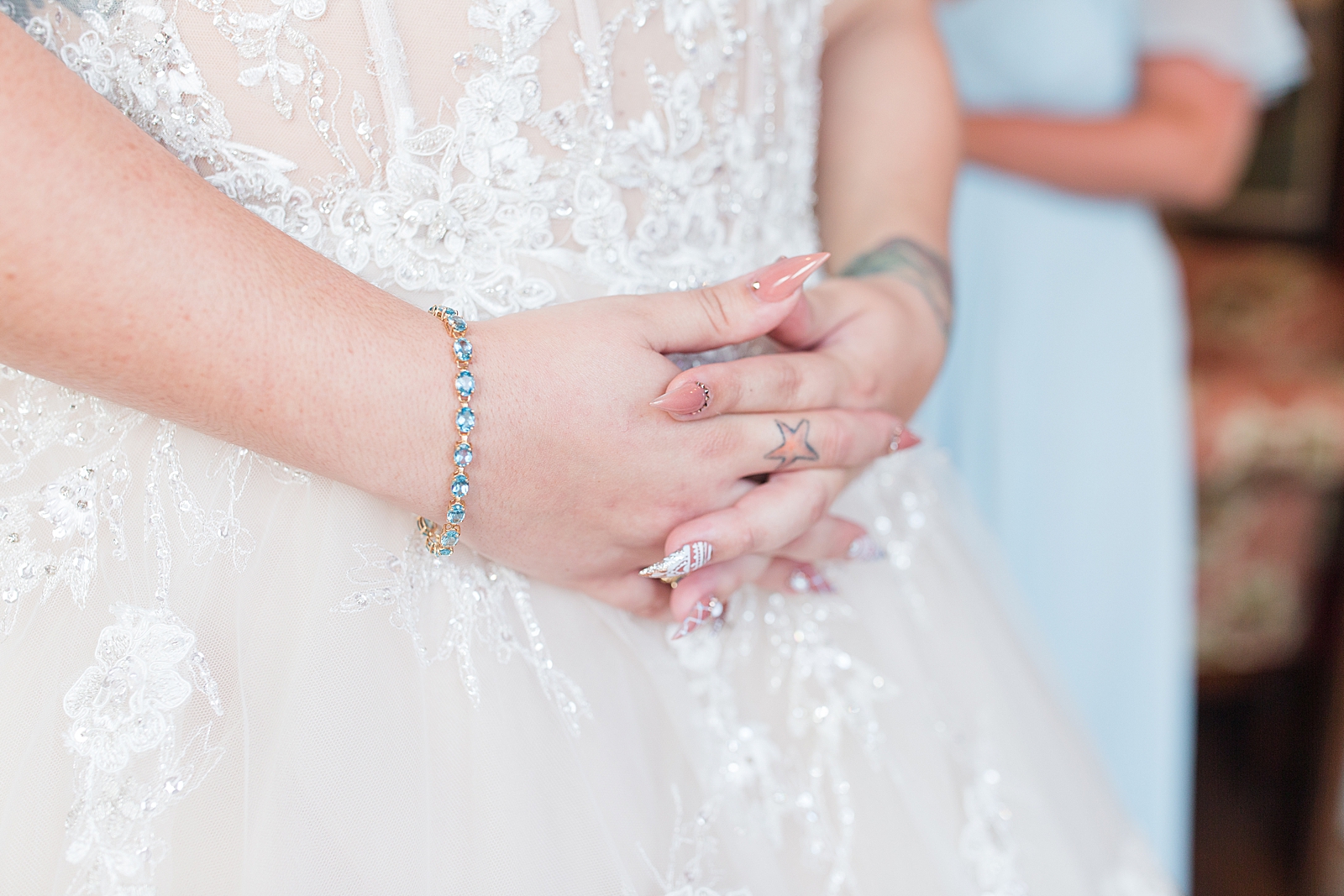 Mooresville Wedding Detail of Brides hands Photo