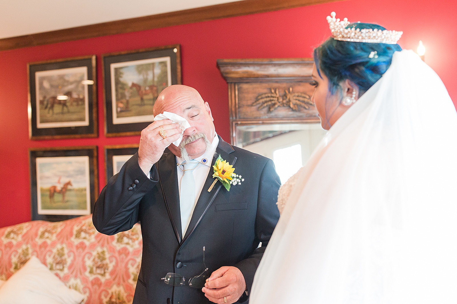 Mooresville Wedding Father of Bride wiping tears Photo
