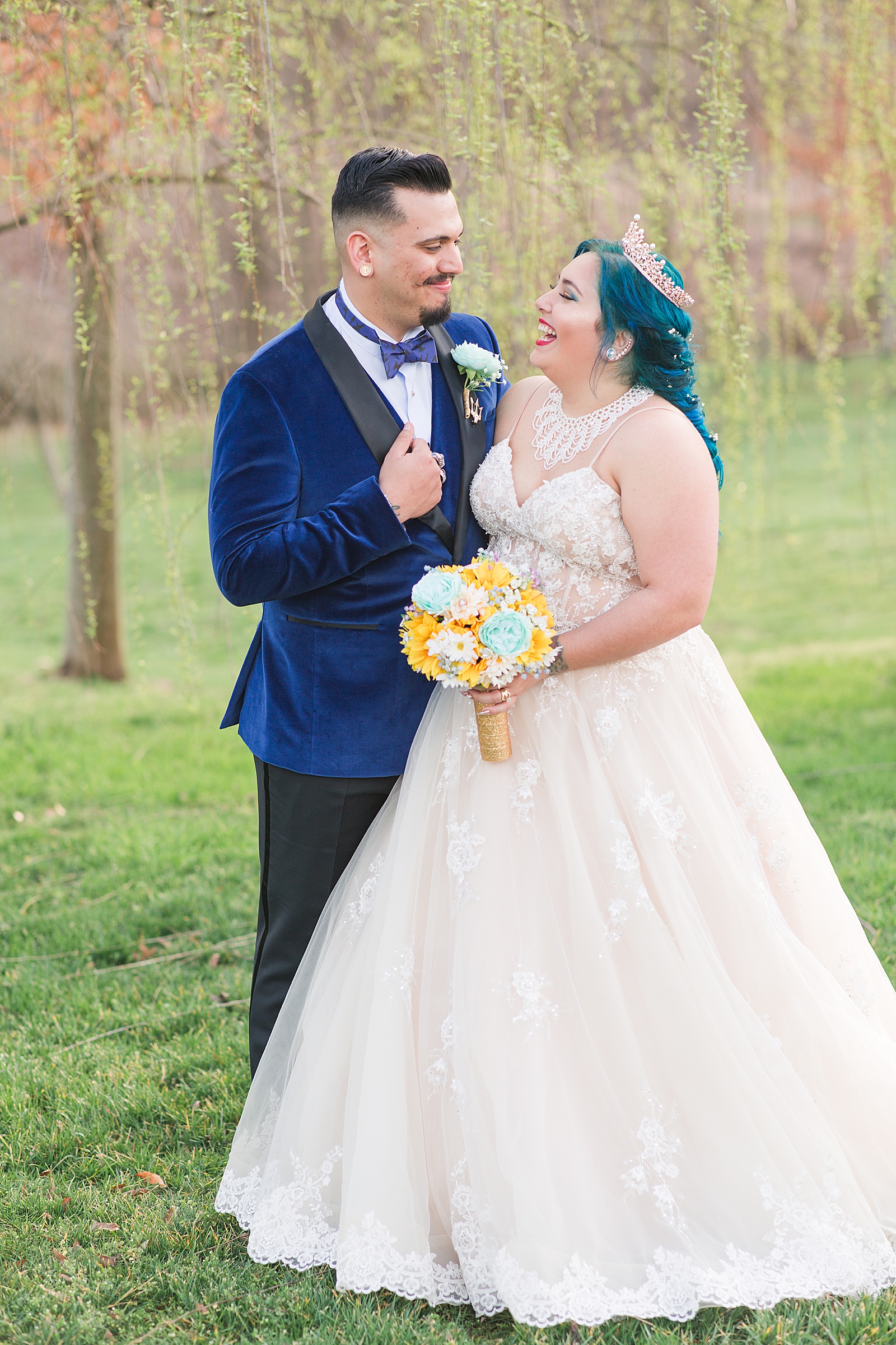 Mooresville Wedding Bride and Groom Laughing at each other Photo