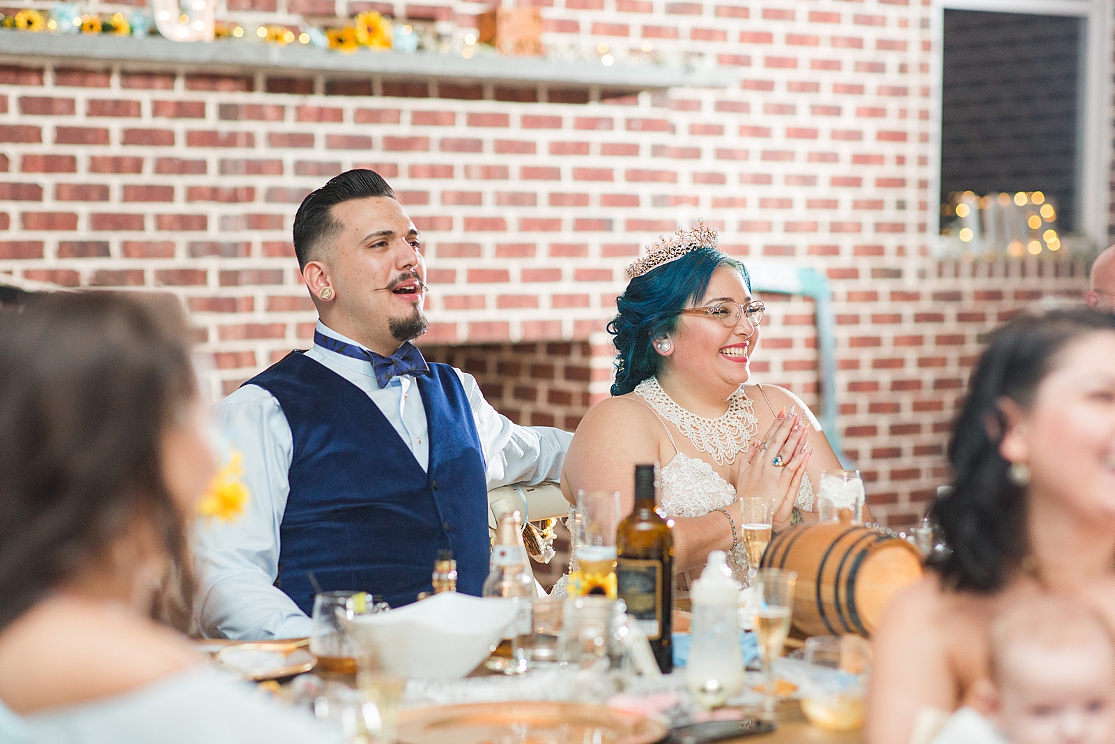 Mooresville Wedding Bride and Groom laughing during toasts Photo