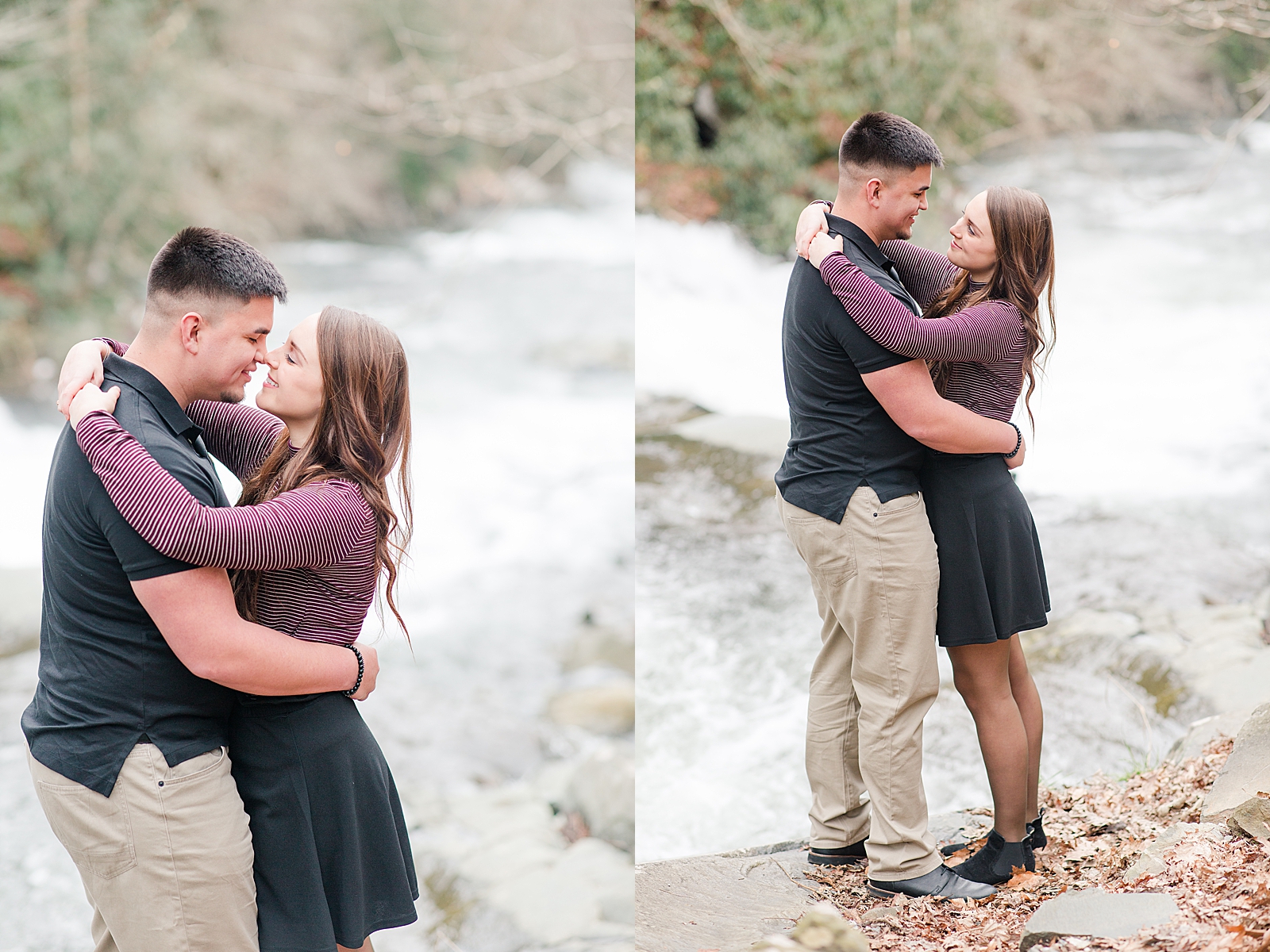 Nantahala River Spring Session Couple nose to nose and couple smiling at each other photos