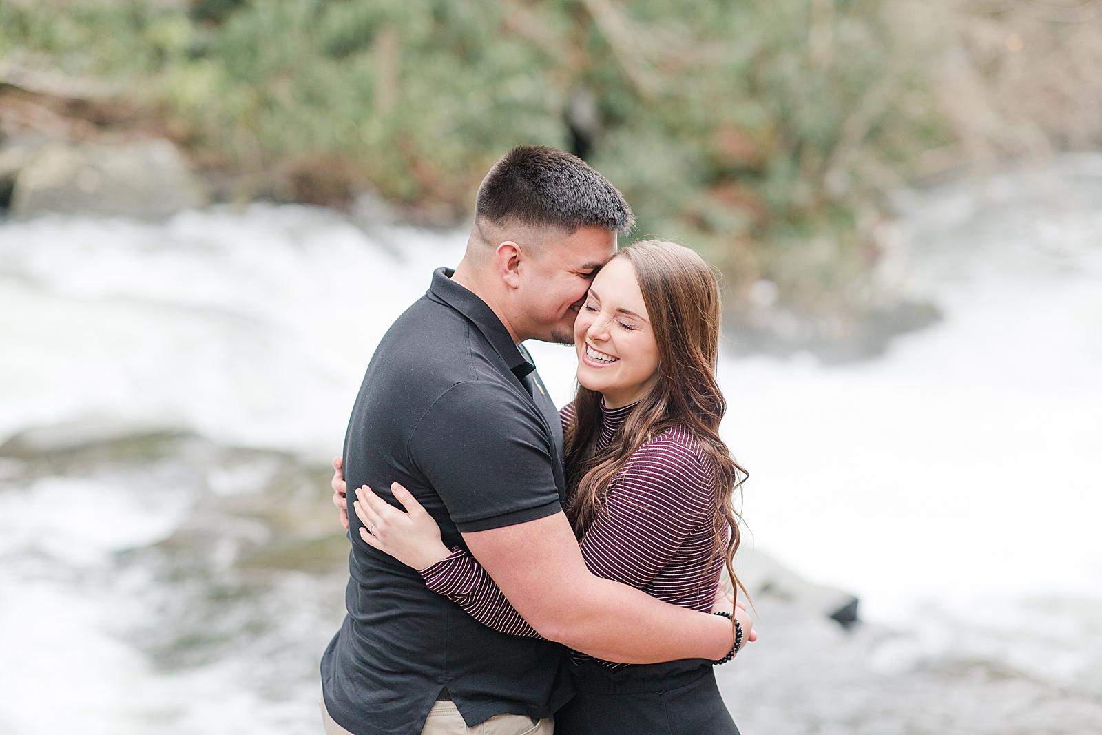 Nantahala River Spring Session Couple hugging and Erin laughing Photo