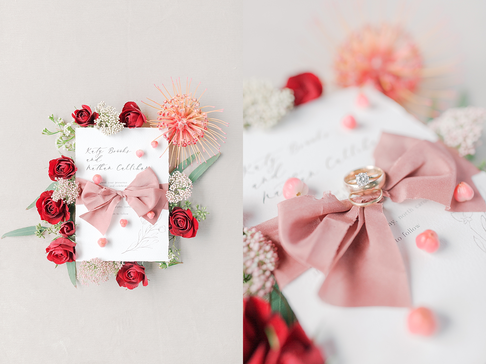 Hackney Warehouse Wedding Invitation Suite with flowers and Rings Photos