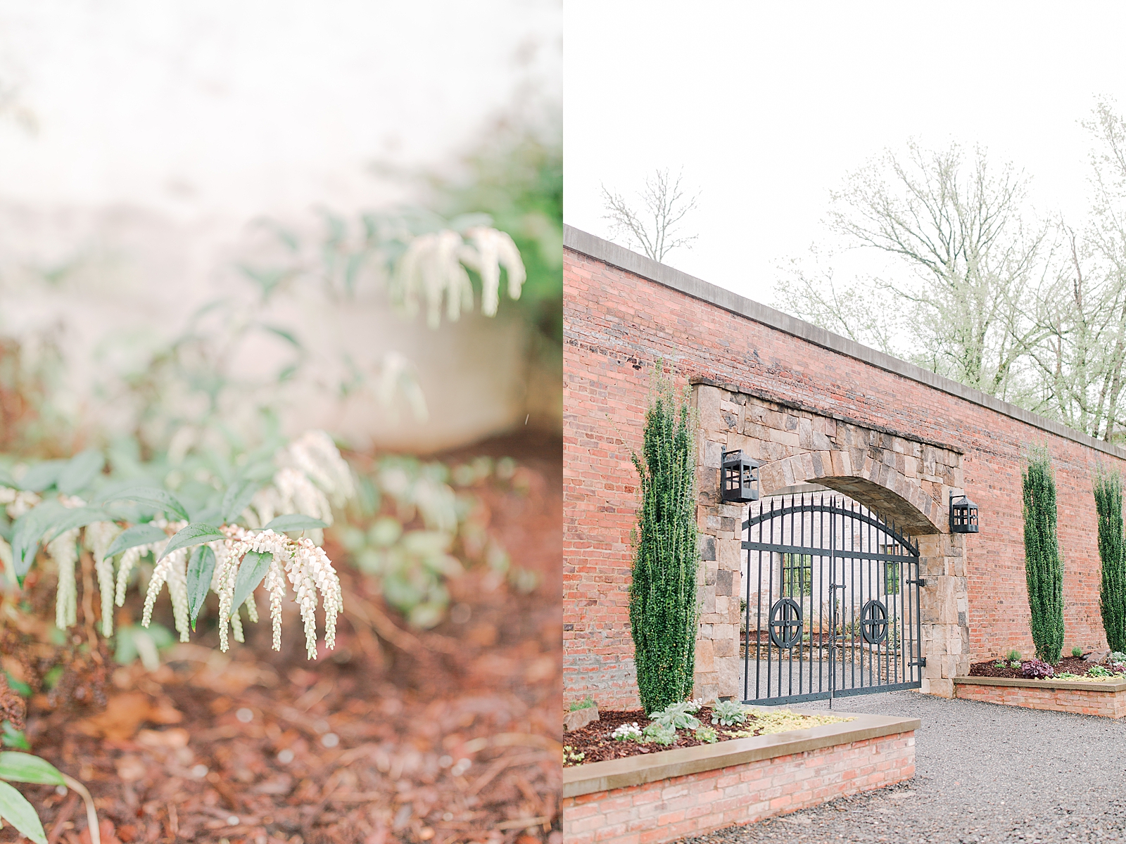 Hackney Warehouse Wedding Venue Flowers and Iron Gate Front Photos