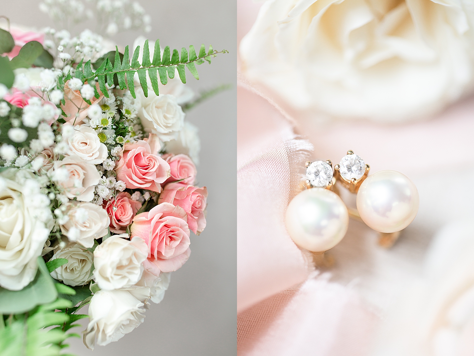 Spring Hawkesdene Wedding Brides Bouquet and Earrings Photos