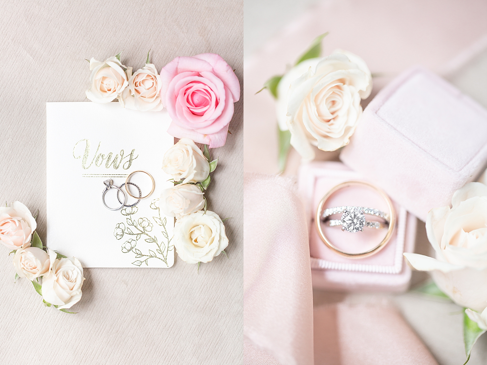 Spring Hawkesdene Wedding vow book with rings and rings in box Photos