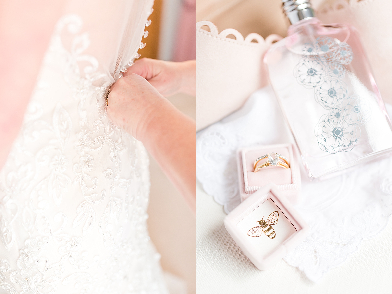 Macedonia Hills Wedding Bride getting dressed and Shoes Ring and Perfume detail Photos