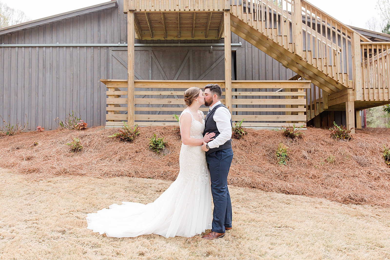 Macedonia Hills Wedding Bride and Groom's First Look Kissing Photo