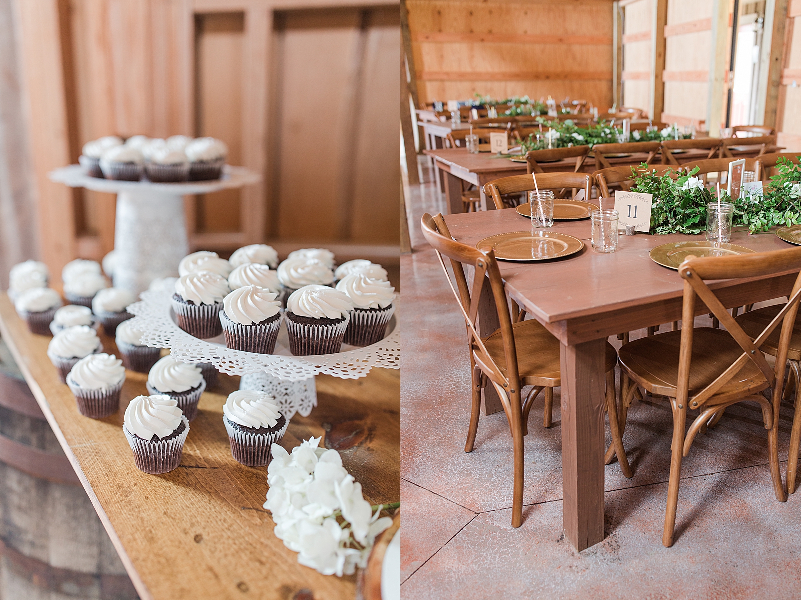Macedonia Hills Wedding Reception cupcakes and tables Photos