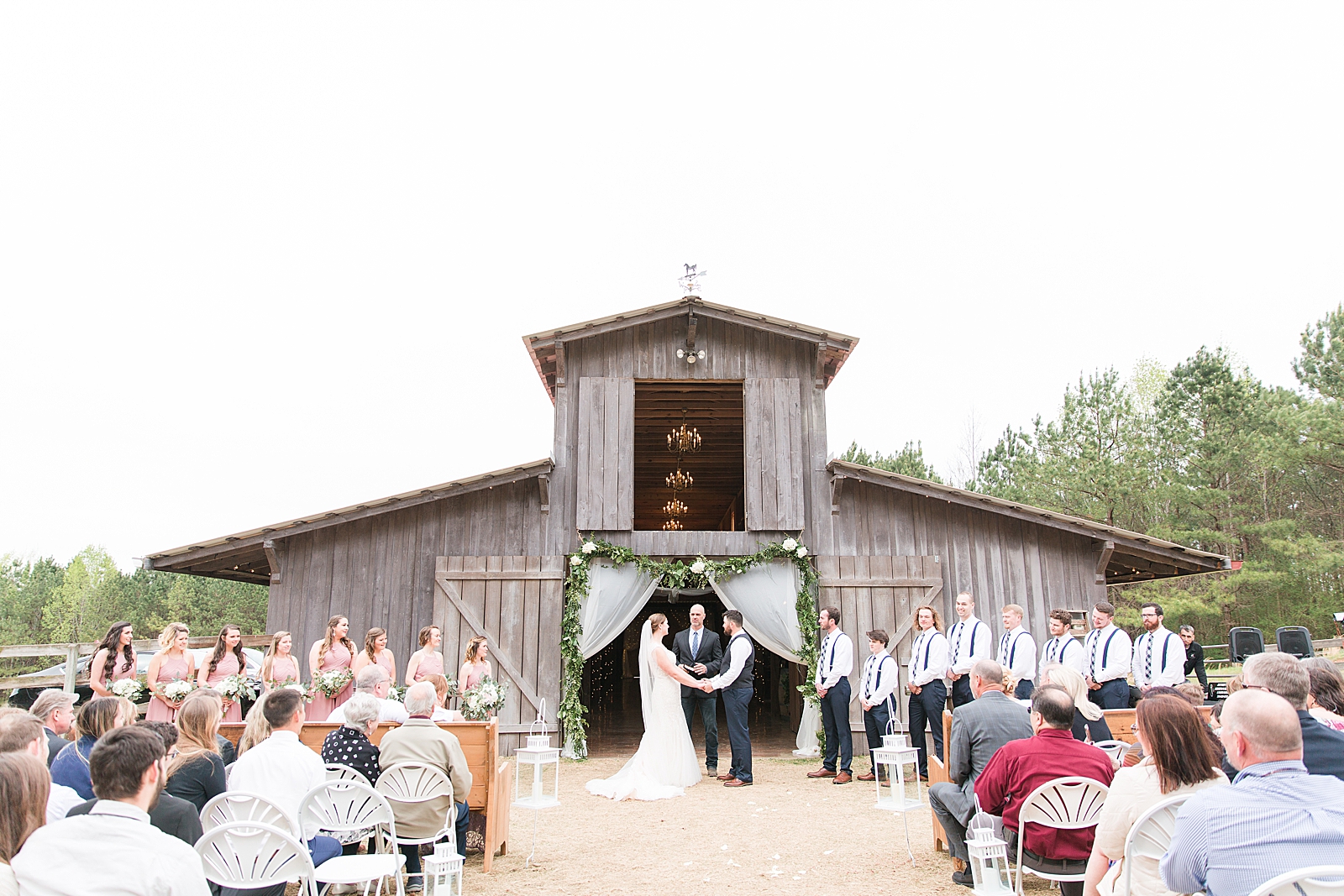 Macedonia Hills Wedding Ceremony in front of barn photo