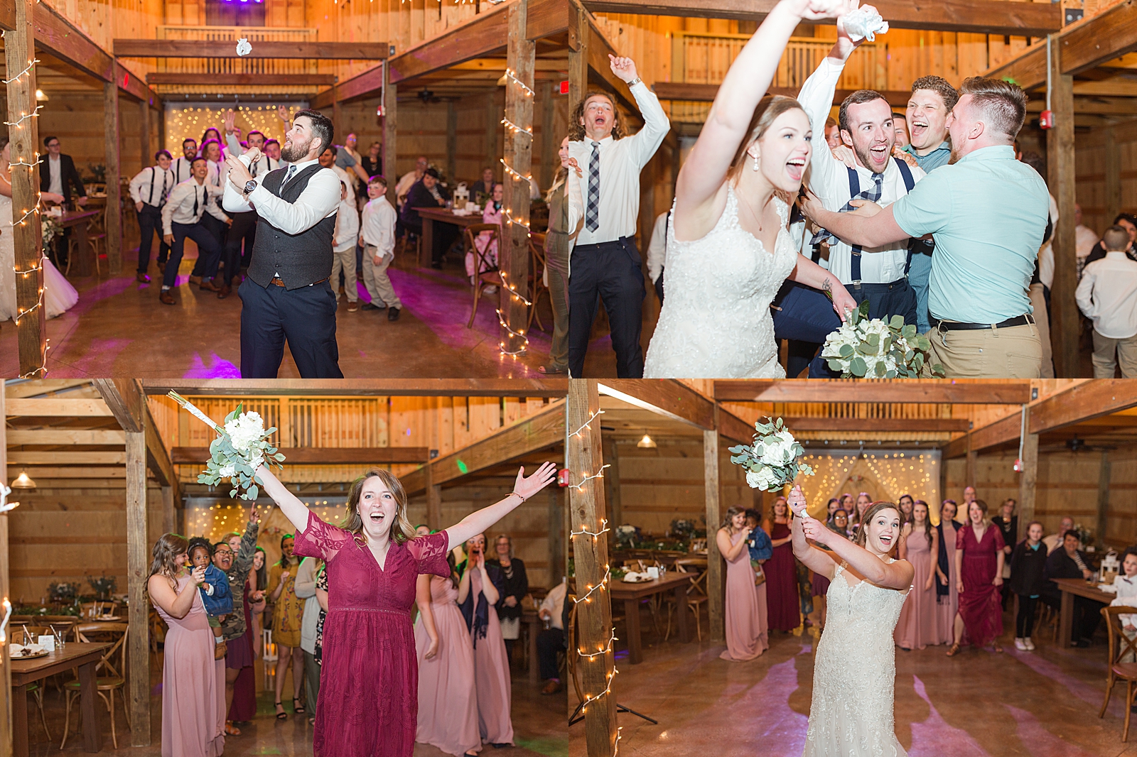 Macedonia Hills Wedding Reception Garter Toss and Bouquet Toss photos