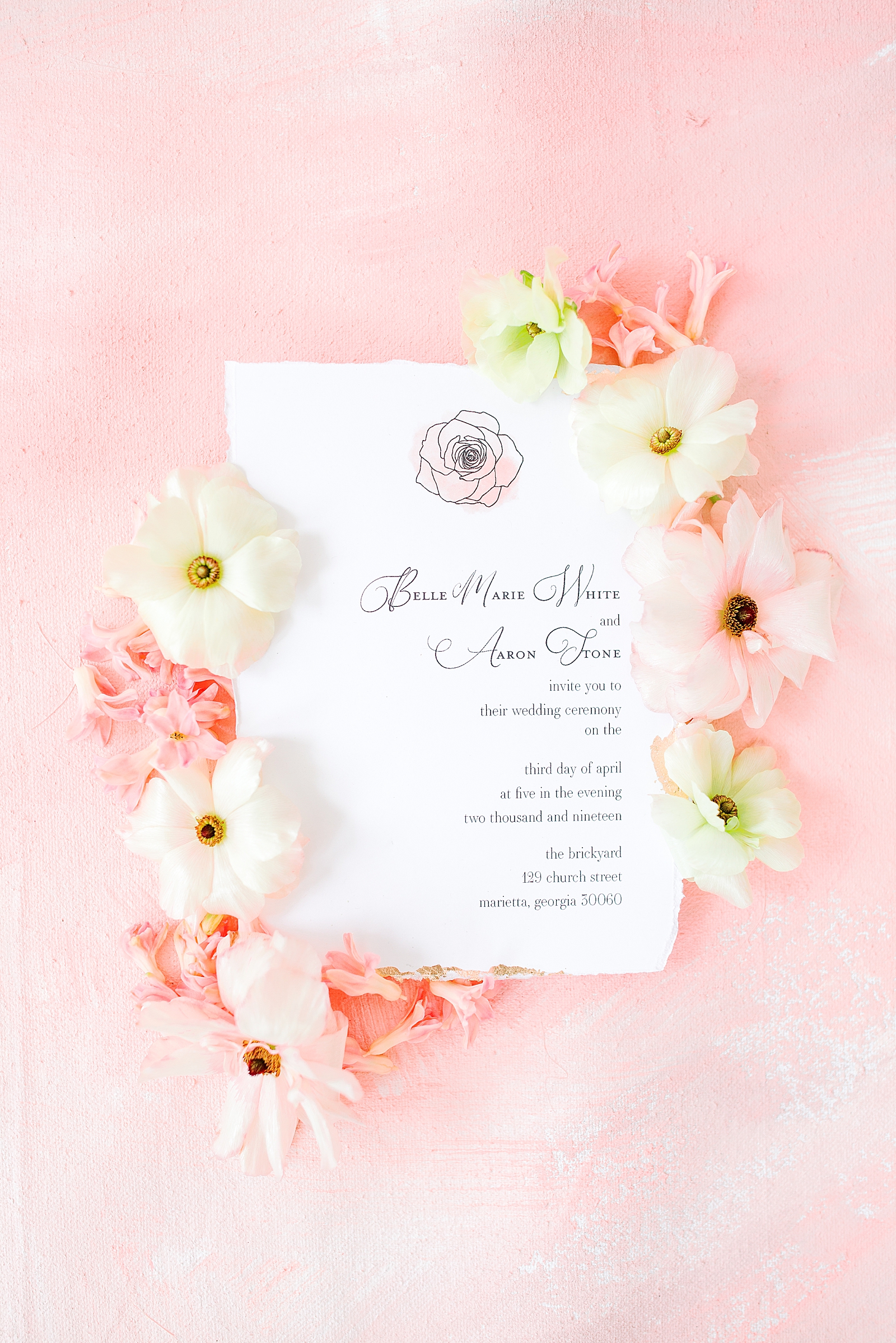 Spring Brickyard Wedding Invitation with Florals Photo