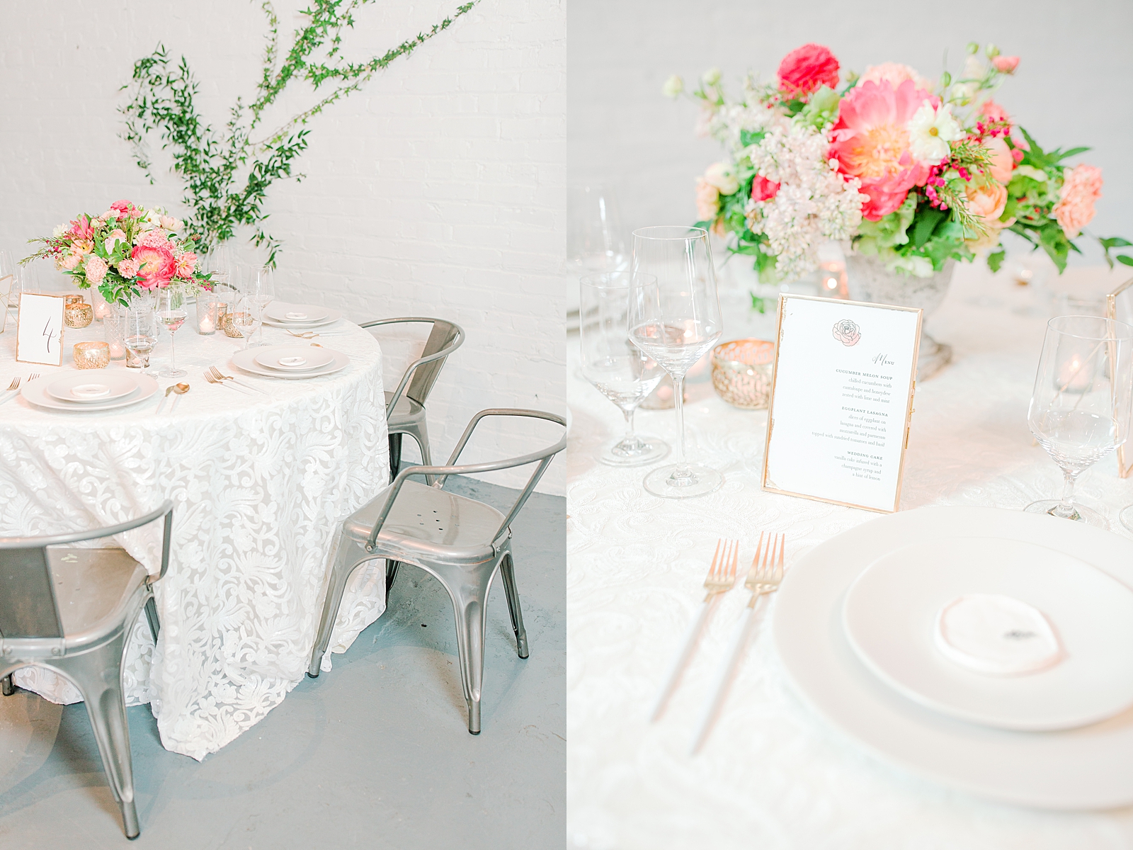 Spring Brickyard Wedding Reception Table Setting Photos