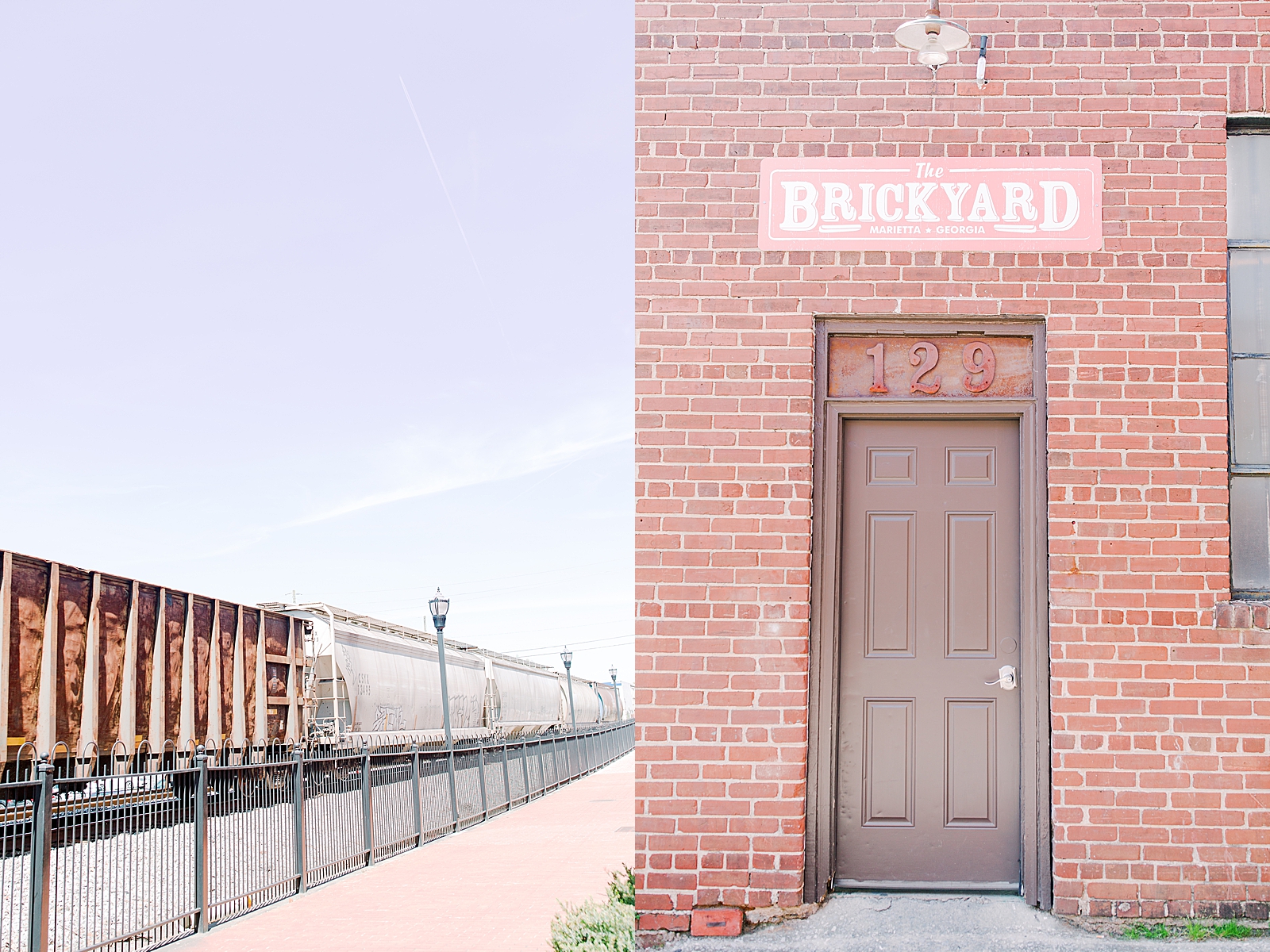 Spring Brickyard Wedding train tracks and Venue Sign Photos