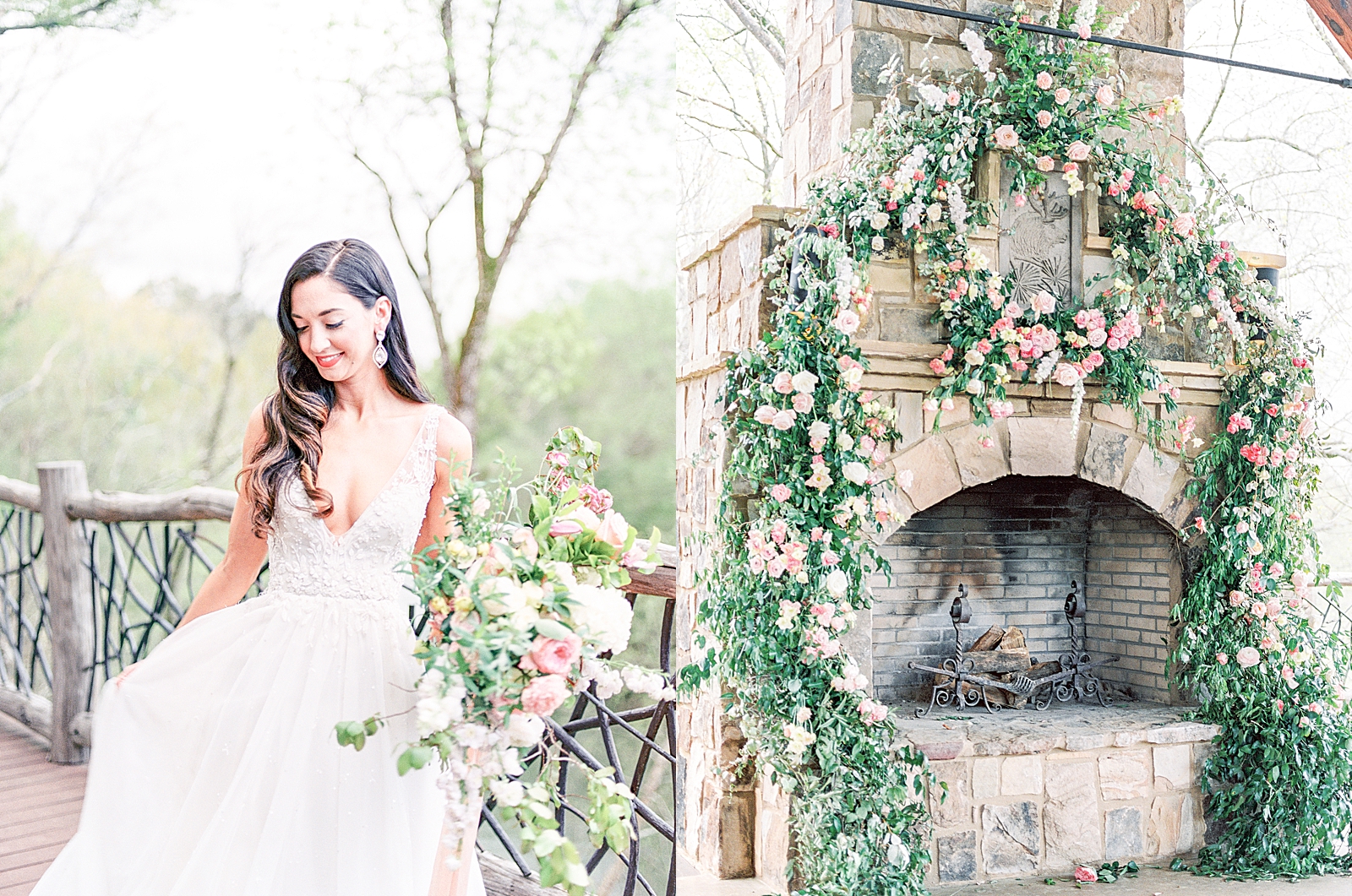 2400 On The River Spring Bridal Session Bride Twirling and Pavilion Fireplace Photos