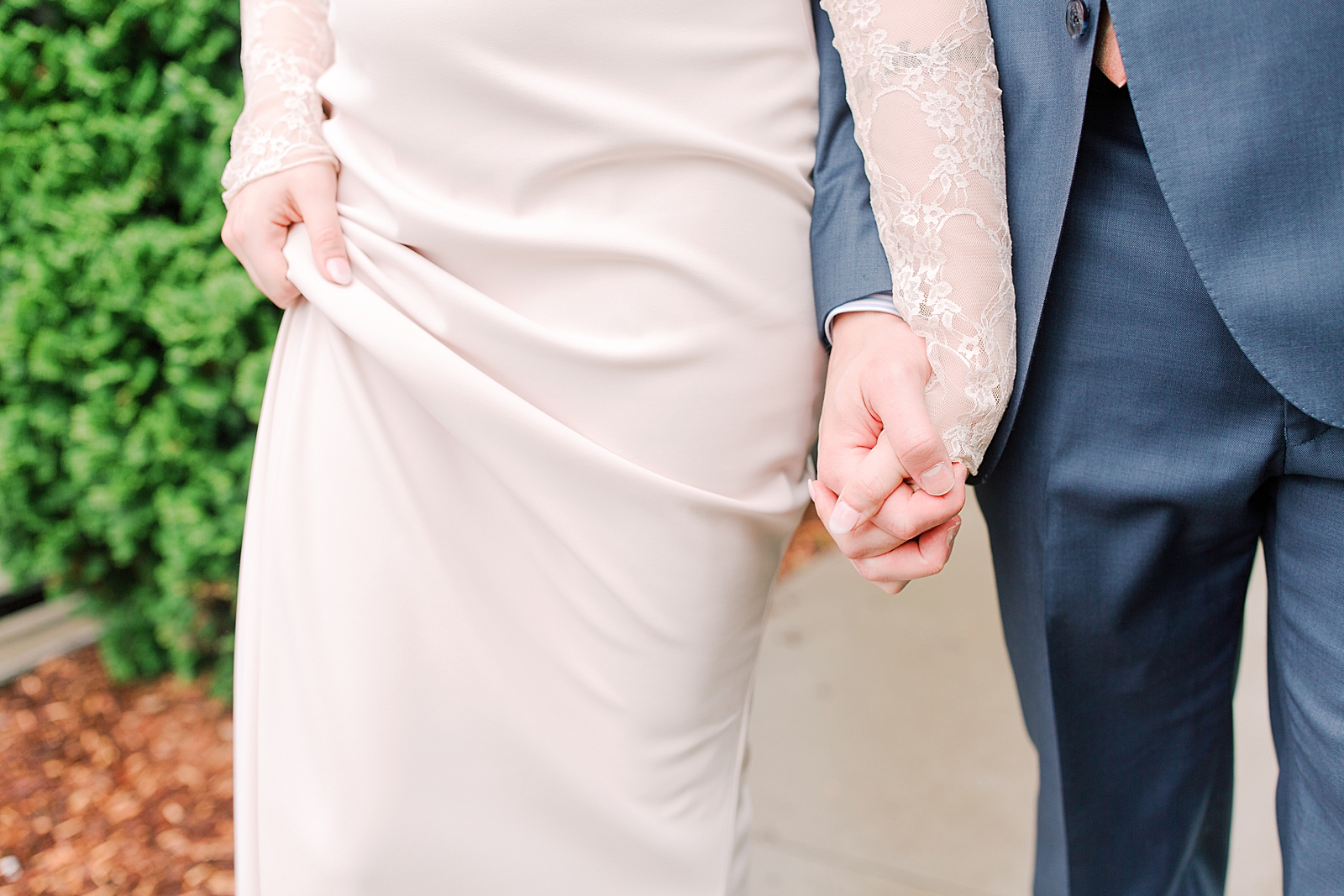 Asheville Wedding Detail of Bride and Groom Holding Hands Photo