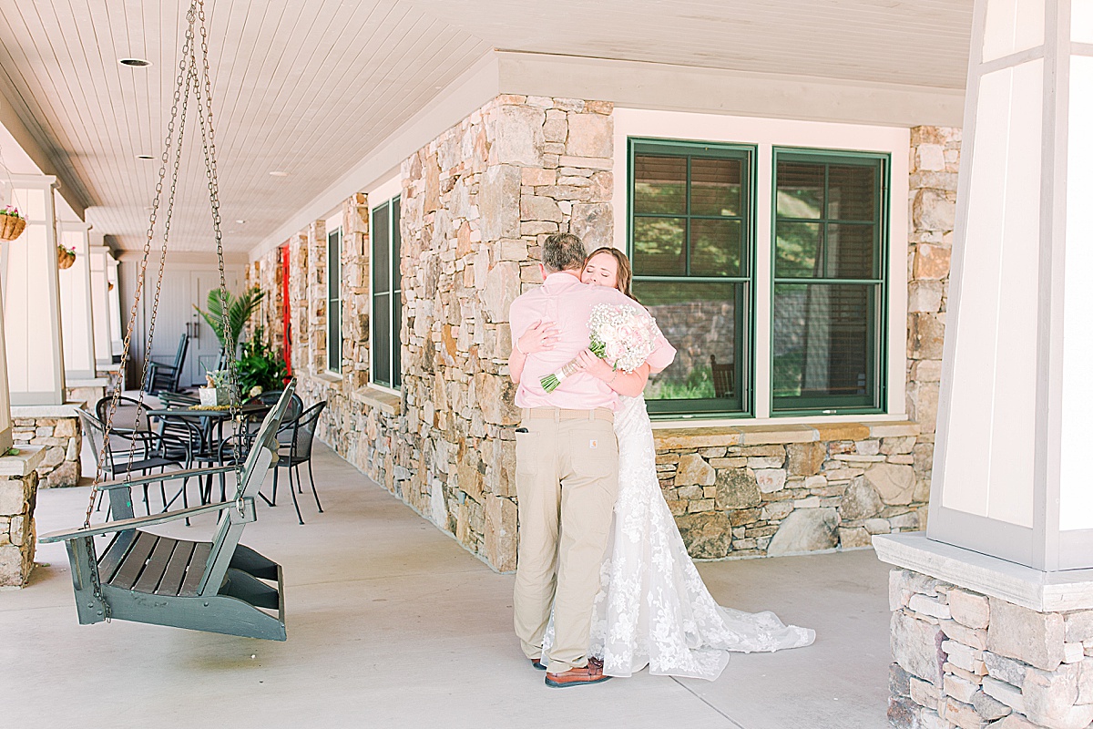 Rustic Spring Mountain Wedding Brides First Look with Dad Photo