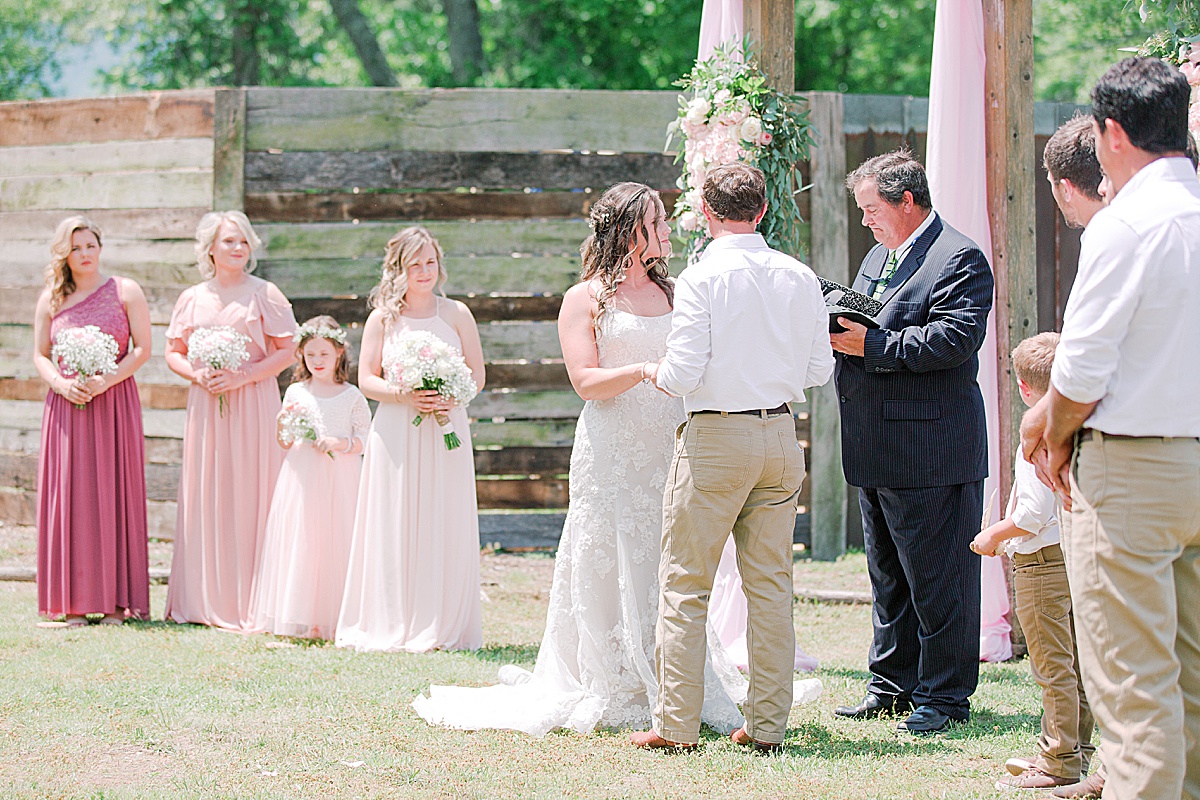 Rustic Spring Mountain Wedding Ceremony Bride and Groom at Alter Photo