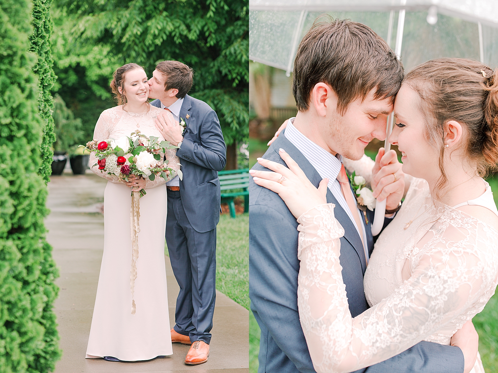 Asheville Wedding Groom Kissing Bride and Couple nose to nose Photos