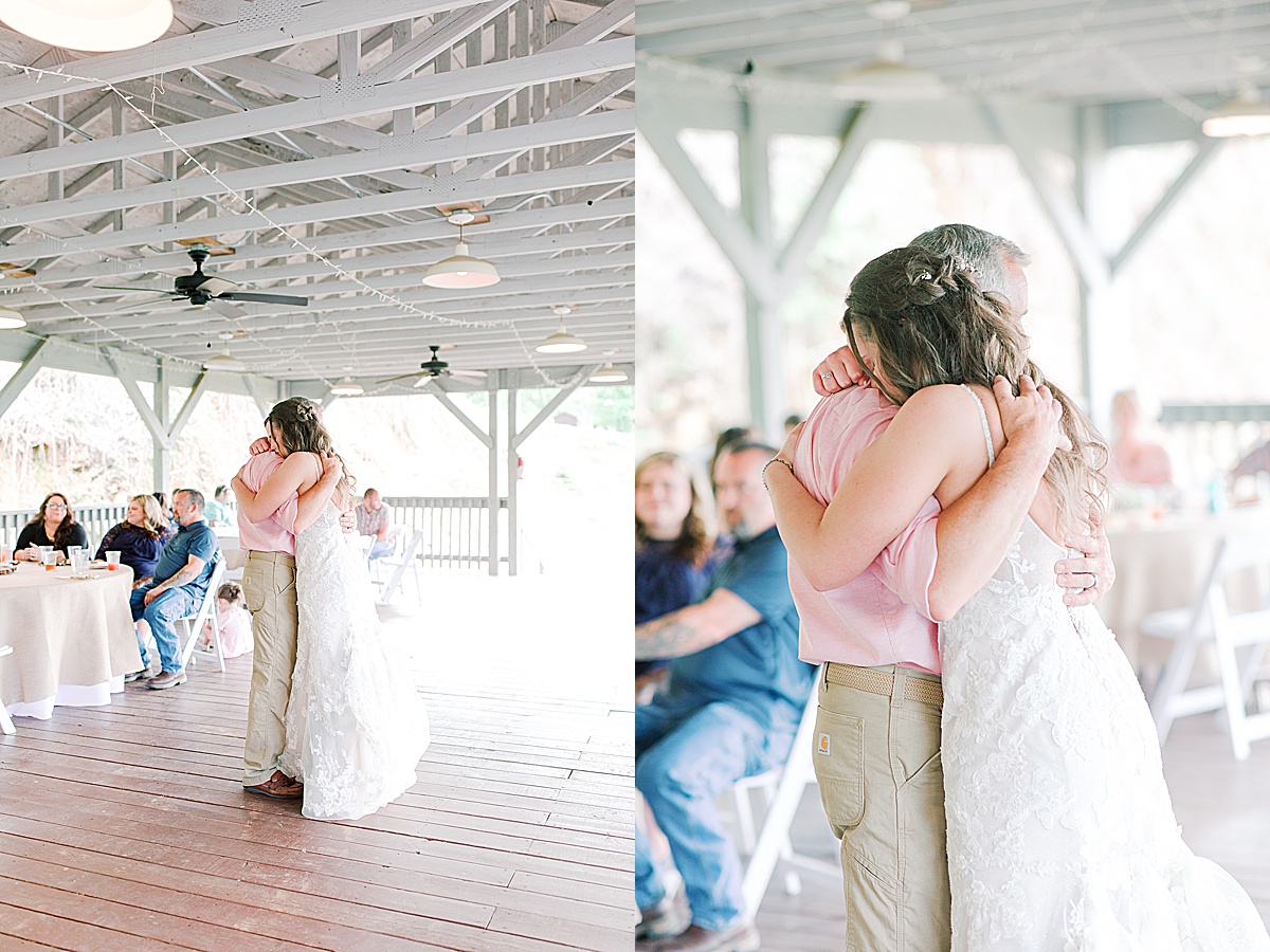 Rustic Spring Mountain Wedding Reception Brides Dance with Her Father Photos