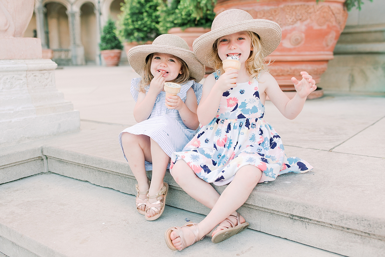 Biltmore House and Gardens sisters eating ice cream smiling Photo