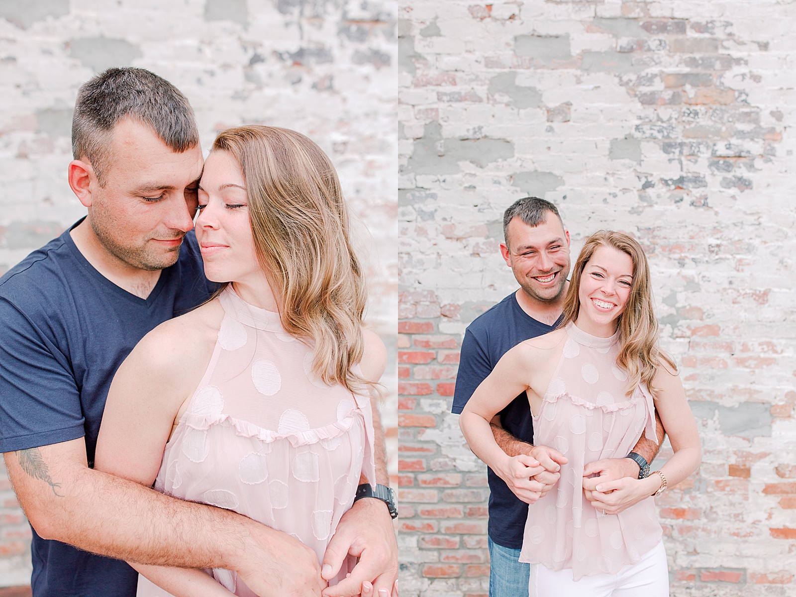 Hackney Warehouse Engagement Session Couple snuggling and laughing Photos