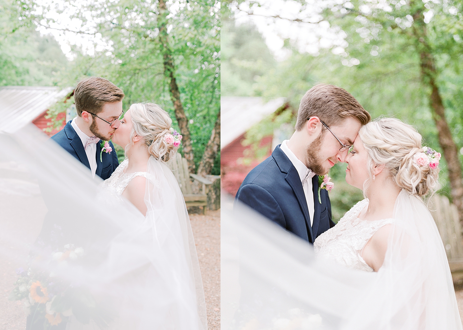 Black Fox Farms Garden Wedding Couple Kissing and Snuggling Photos