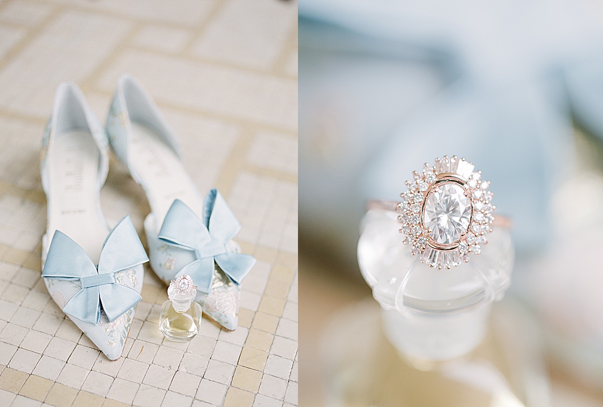 Château Bouffémont Wedding Somethng Bleu Shoes and Ring Detail Photos
