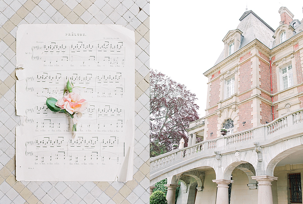 Château Bouffémont Wedding Flower on Music and Detail of Venue Photos
