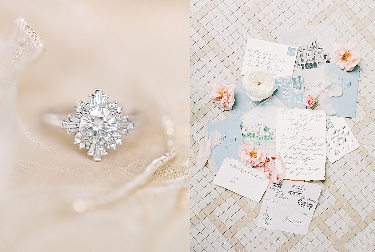 Château Bouffémont Wedding Ring Detail and Invitation Suite Photos