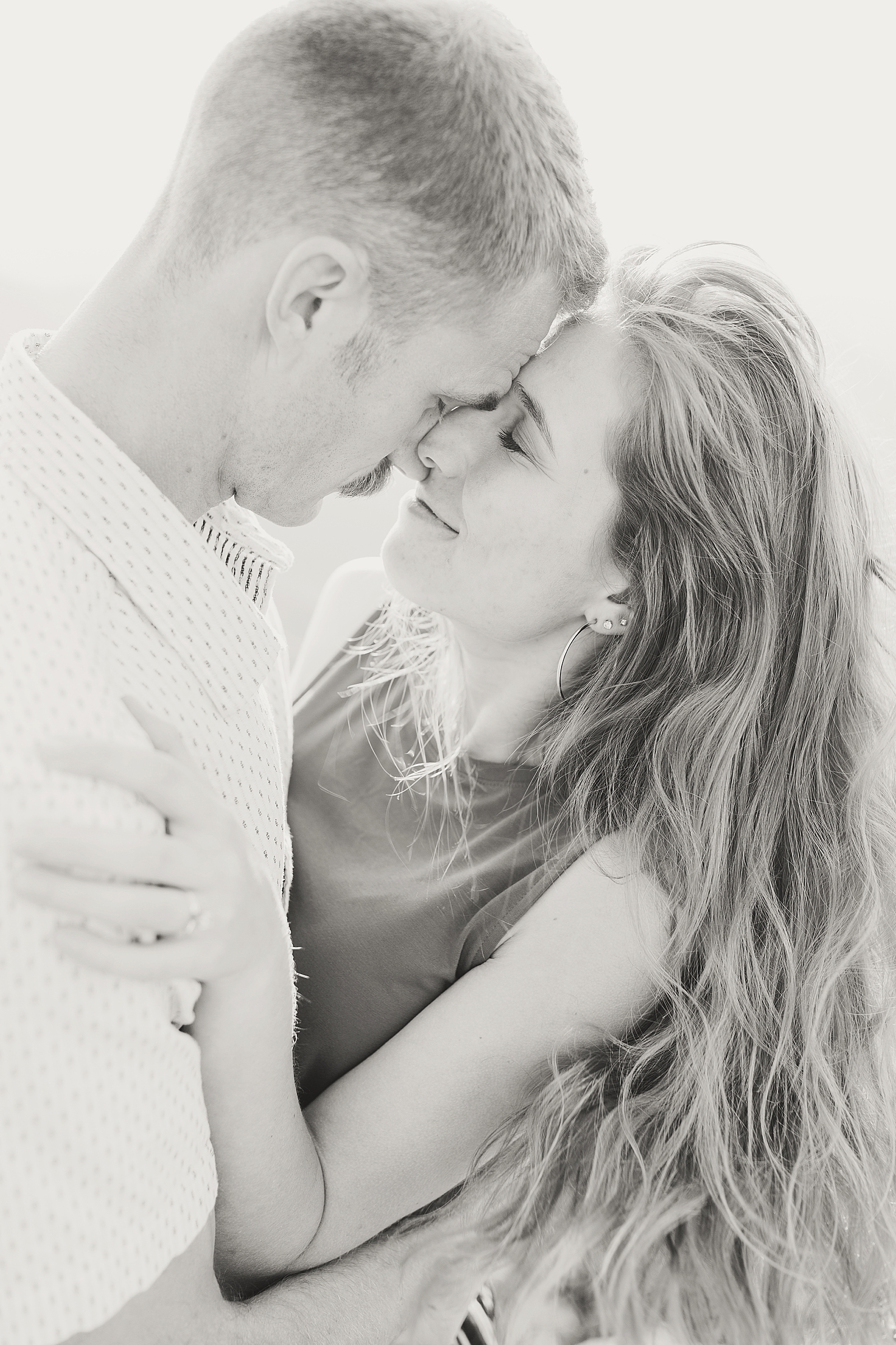 Craggy Gardens Engagement Black and White of Couple Nose to nose Photo