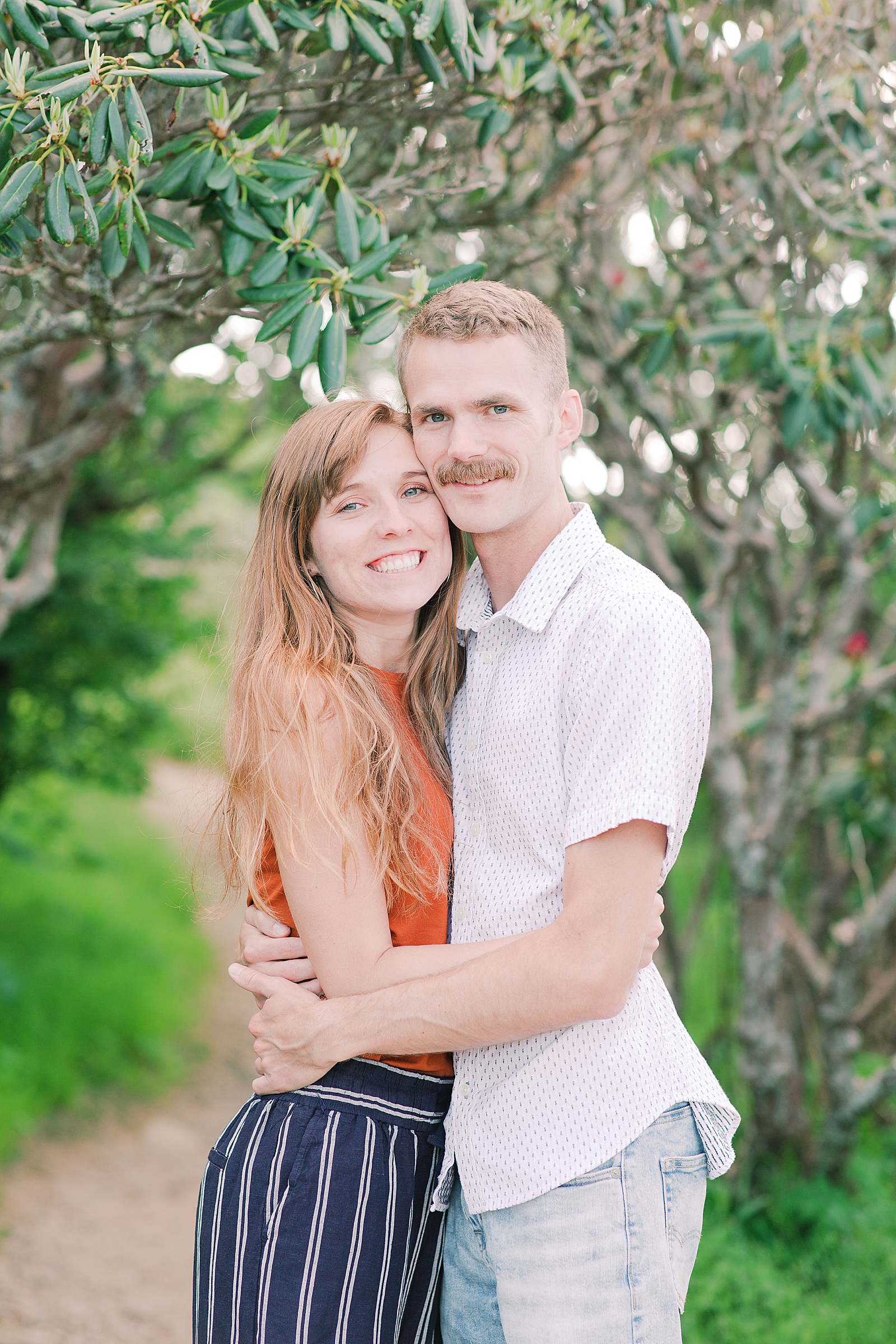 Craggy Gardens Engagement Couple Smiling at camera Photo