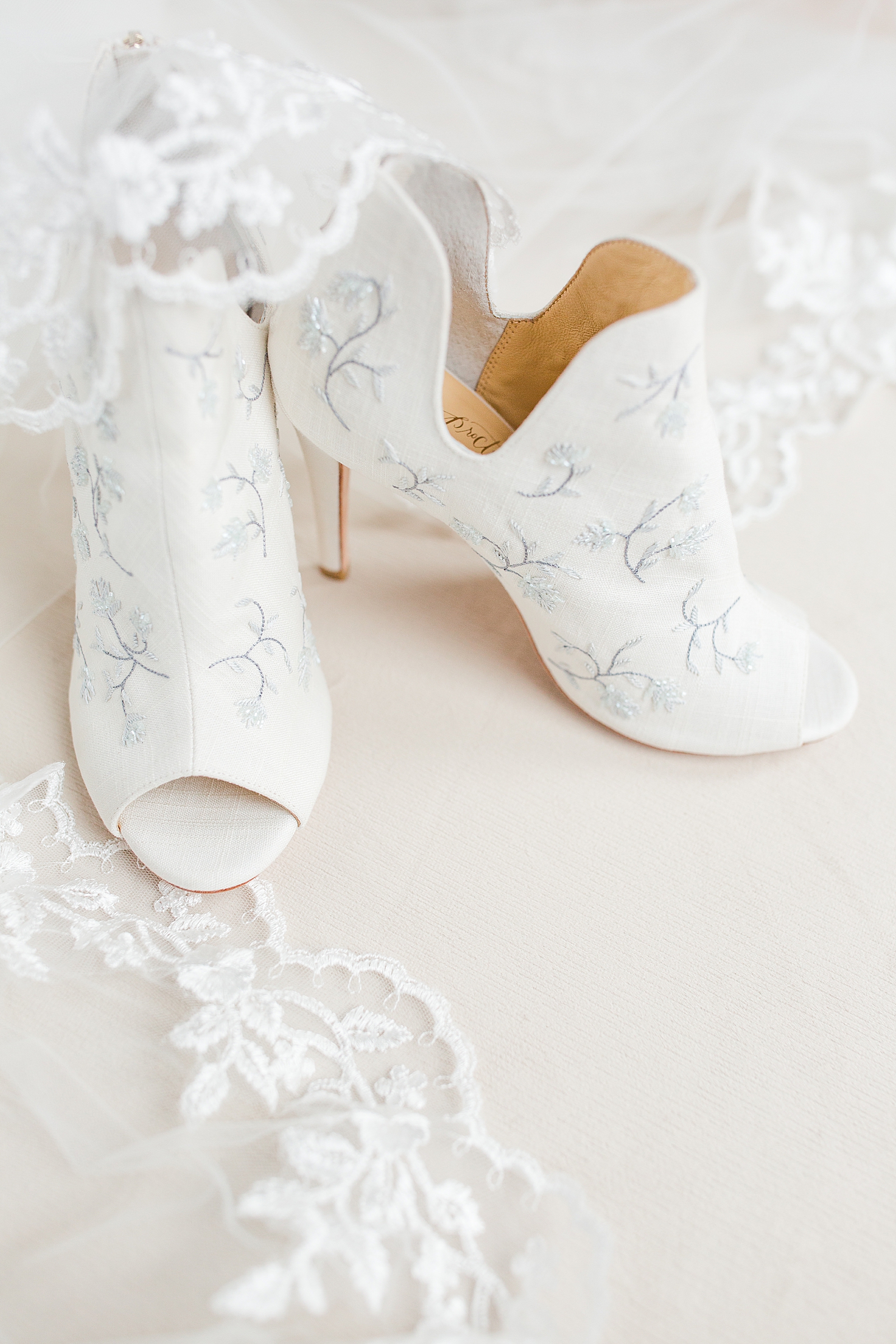 Hackney Warehouse Wedding White Bella Belle Booties with Blue Detail and White Veil Photo