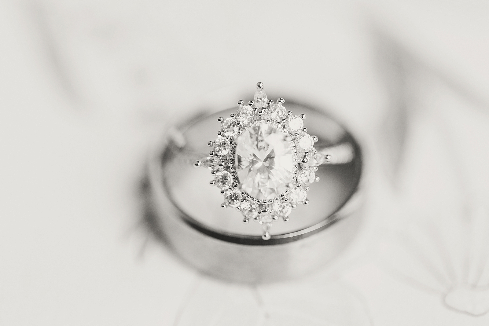 Hackney Warehouse Wedding Black and White of Wedding Rings Photo