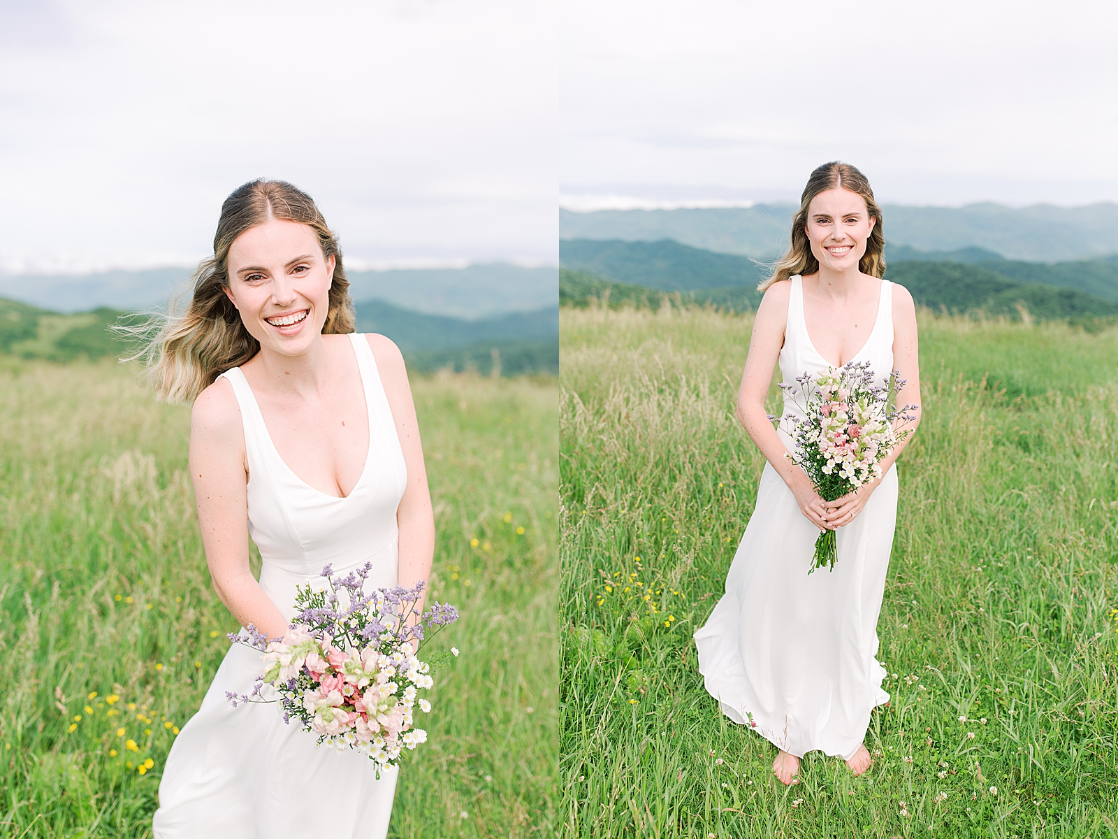Max Patch Elopement Bride Smiling at the Camera Photos