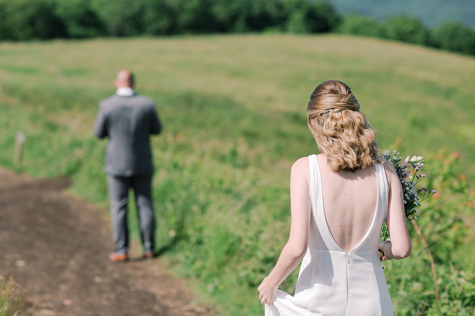 Max Patch Elopement Bride Walking to Meet Her Husband To Be Photo